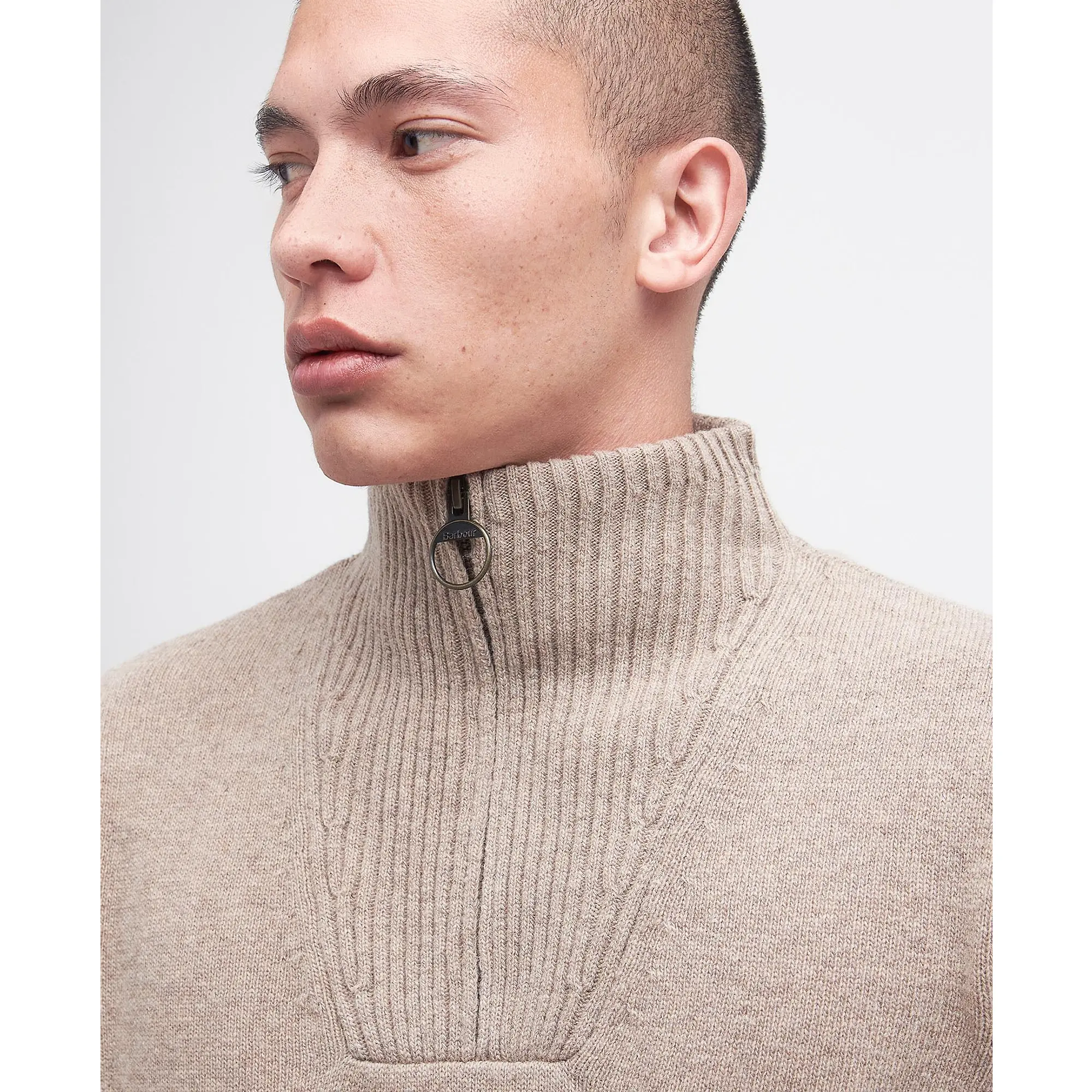 Product image 5 of 6 of Barbour Men's Nelson Half Zip Sweater - Stone