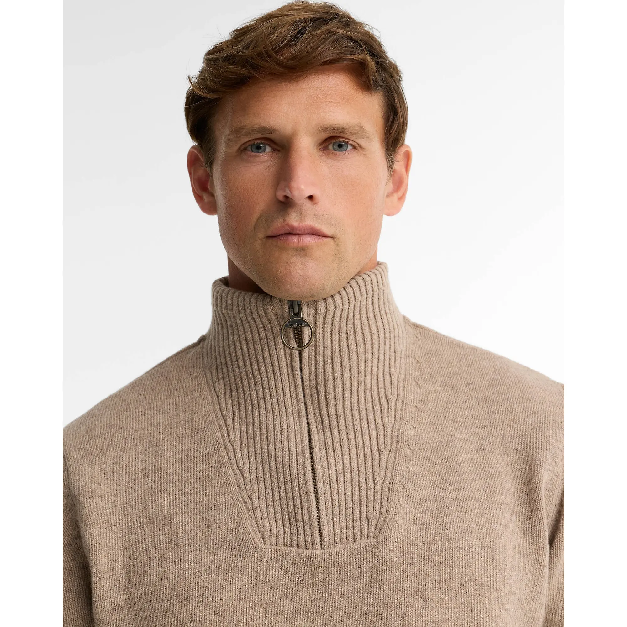 Product image 5 of 6 of Barbour Men's Nelson Essential Quarter-Zip Jumper - Stone