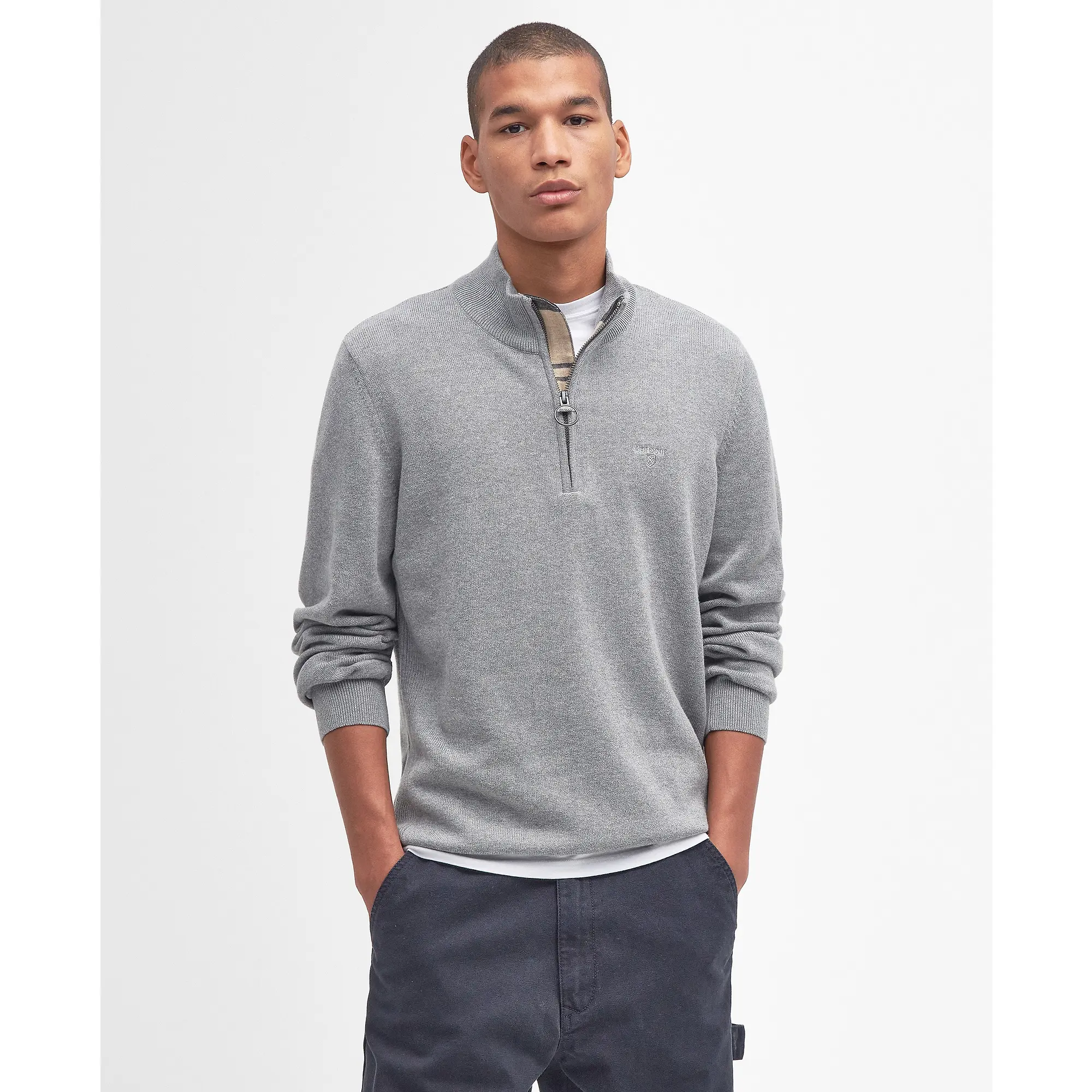 Product image 3 of 6 of Barbour Men's Cotton Half Zip Jumper - Grey