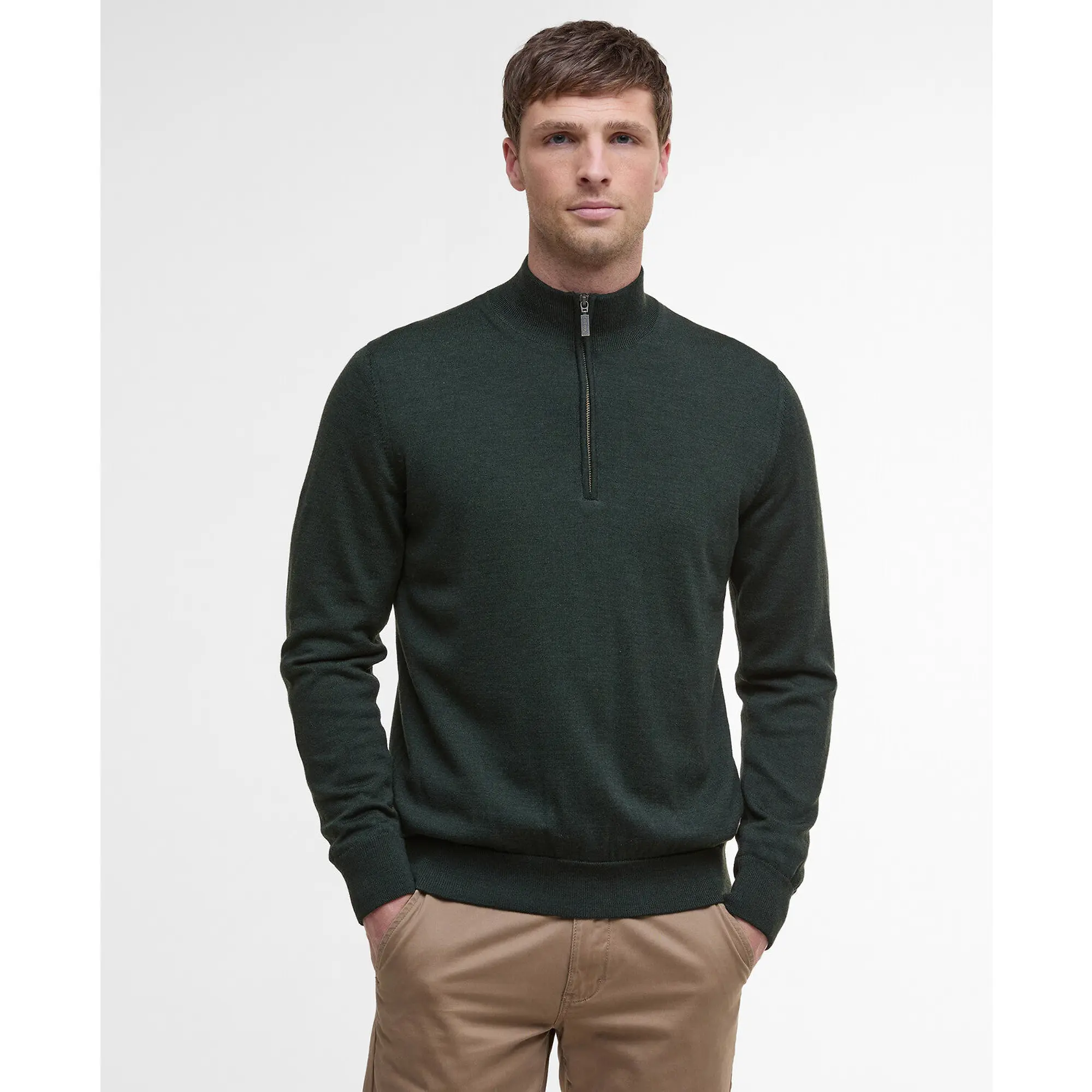 Product image 2 of 7 of Barbour Men's Gamlin Waterproof Half Zip Sweater - Olive