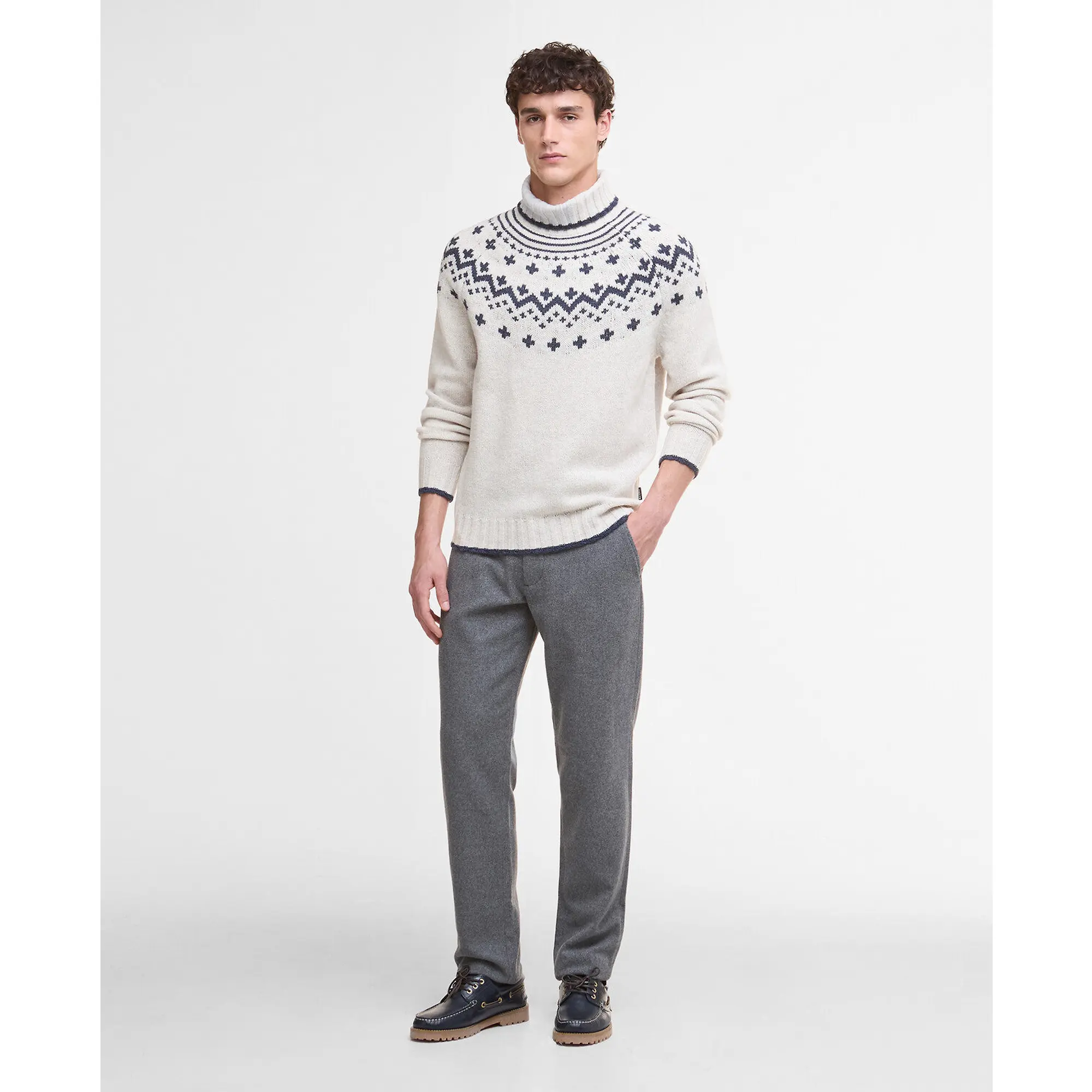 Product image 3 of 6 of Barbour Men's Hewton Roll Neck Jumper - Whisper White
