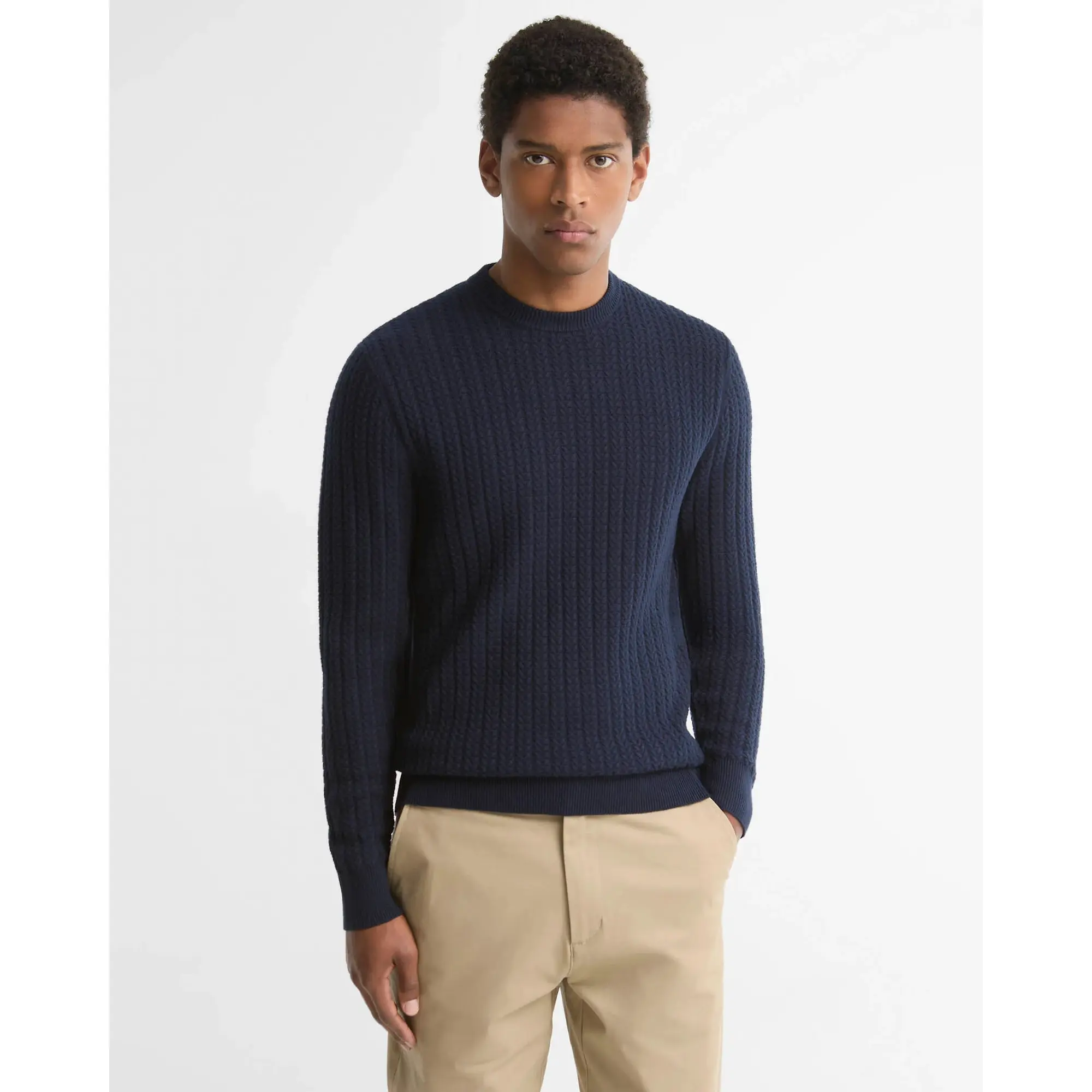 Product image 2 of 5 of Barbour Men's Herringbone Crew Neck Jumper - Navy