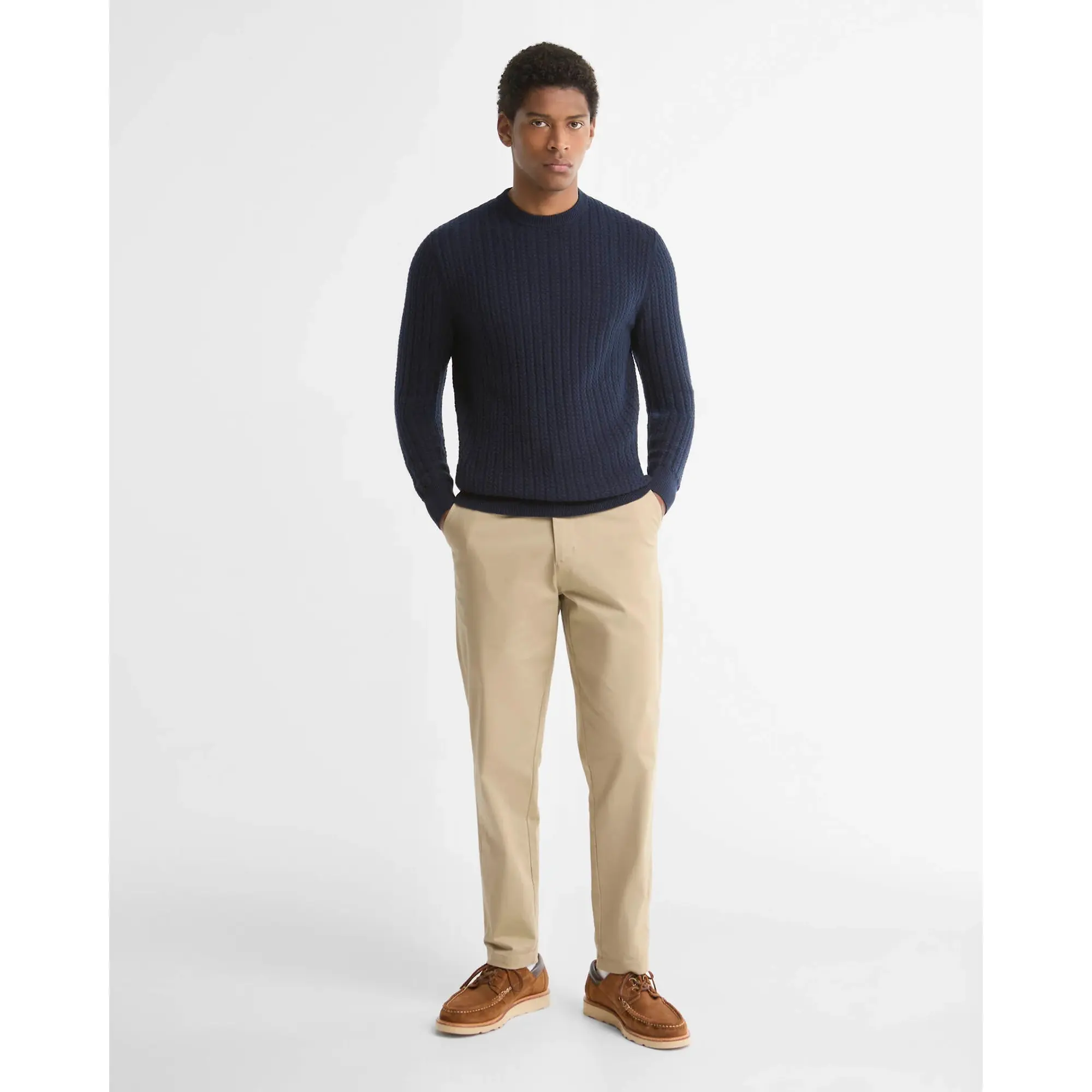 Product image 3 of 5 of Barbour Men's Herringbone Crew Neck Jumper - Navy