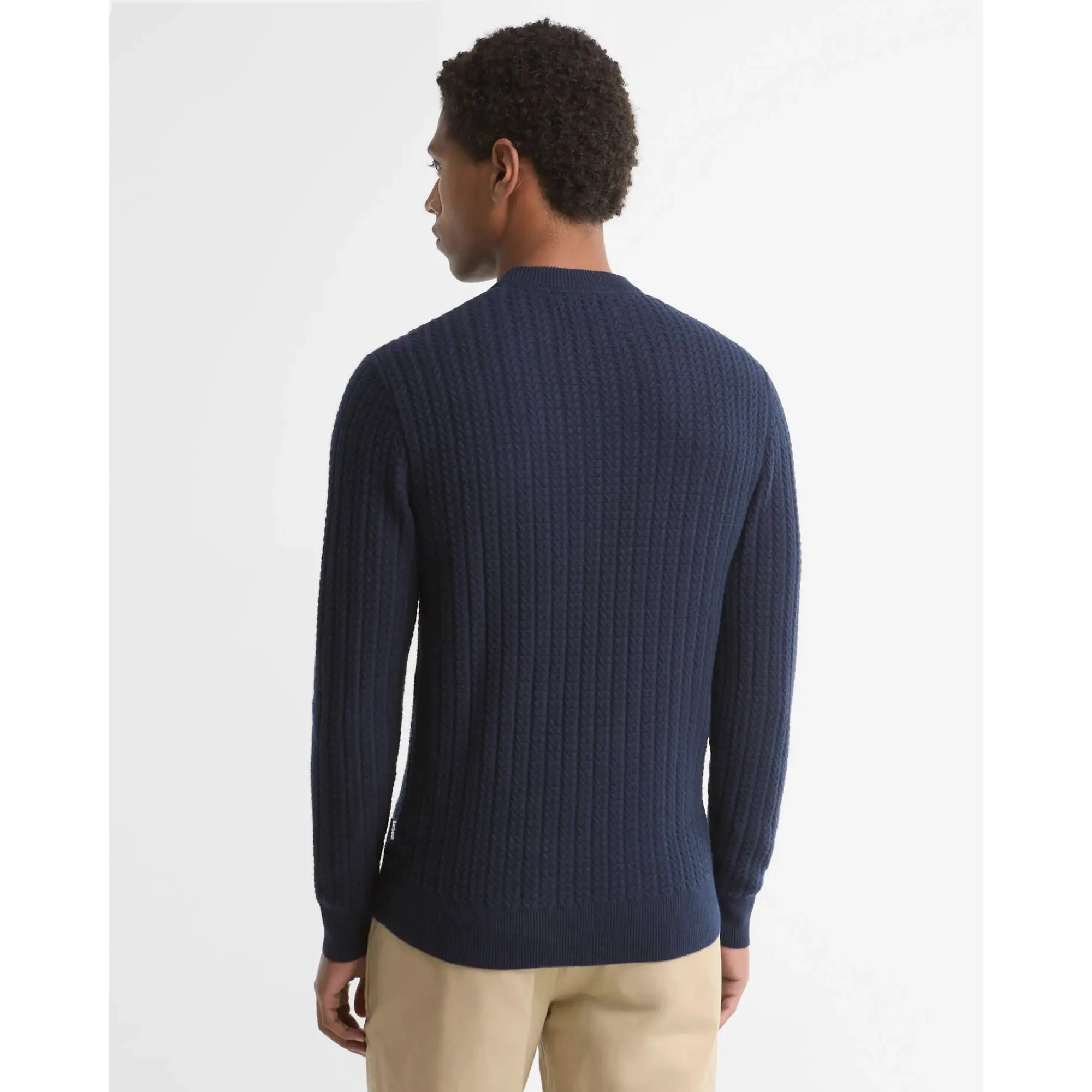 Product image 4 of 5 of Barbour Men's Herringbone Crew Neck Jumper - Navy