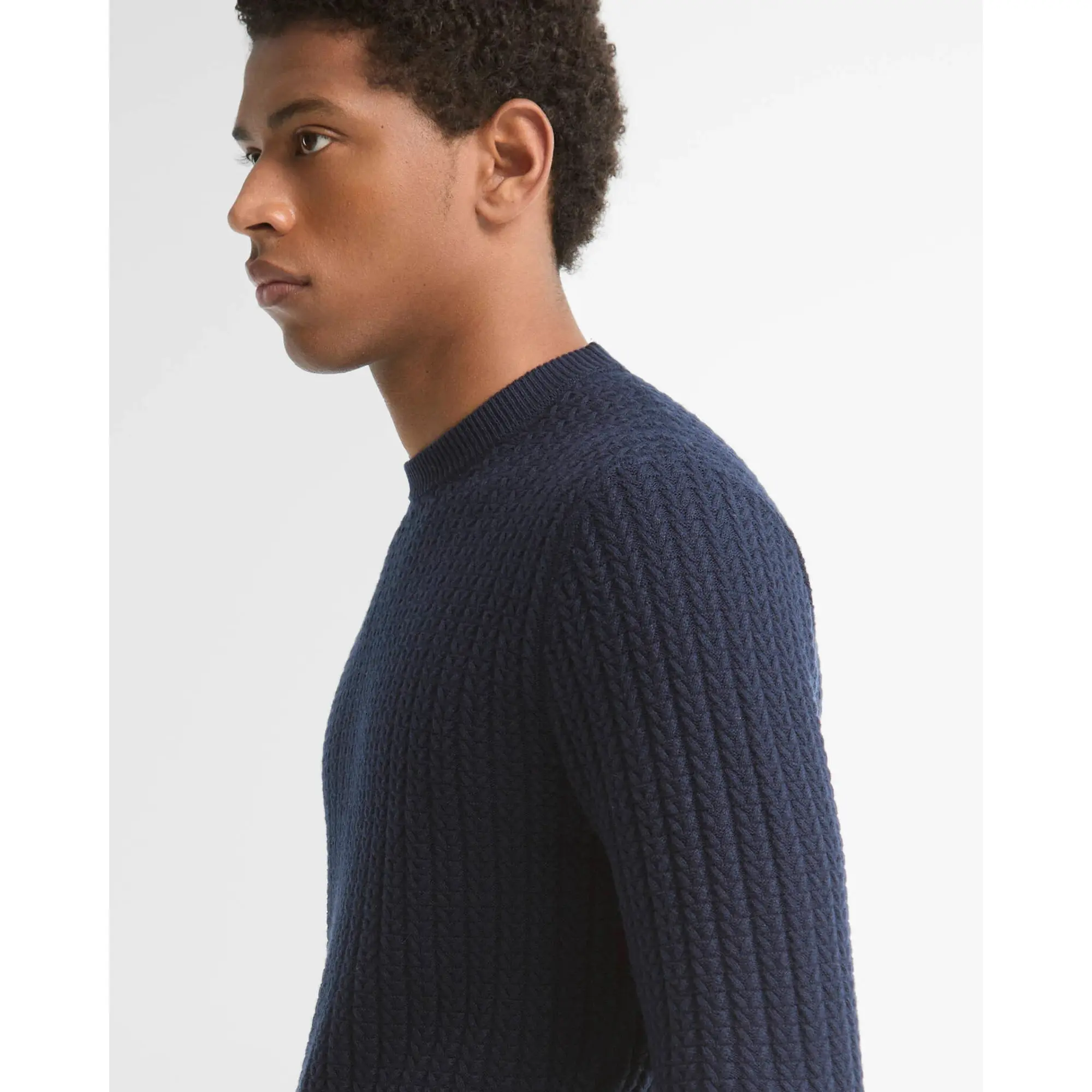 Product image 5 of 5 of Barbour Men's Herringbone Crew Neck Jumper - Navy