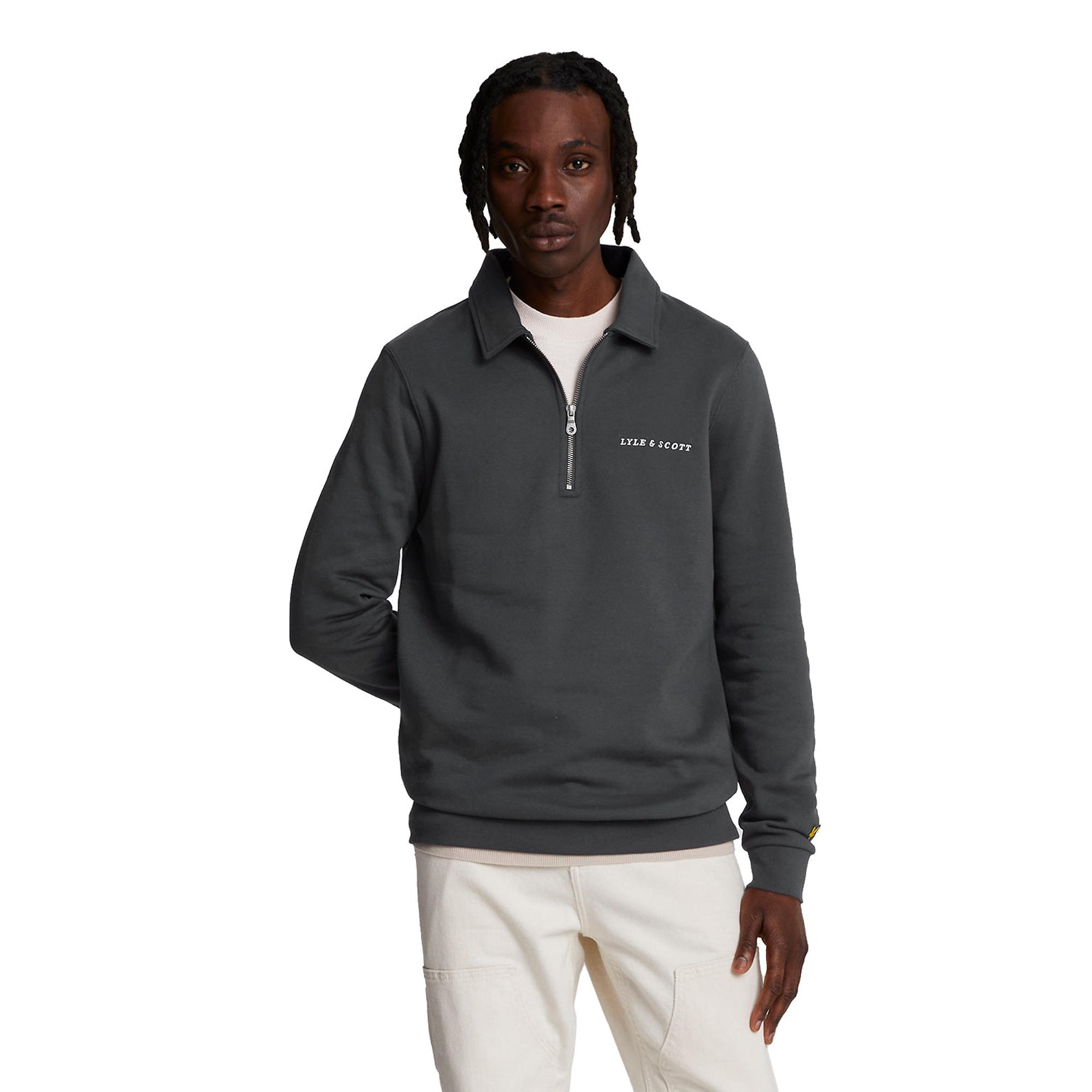 Lyle & Scott Men's Embroidered Collared 1/4 Zip Jumper - Gunmetal