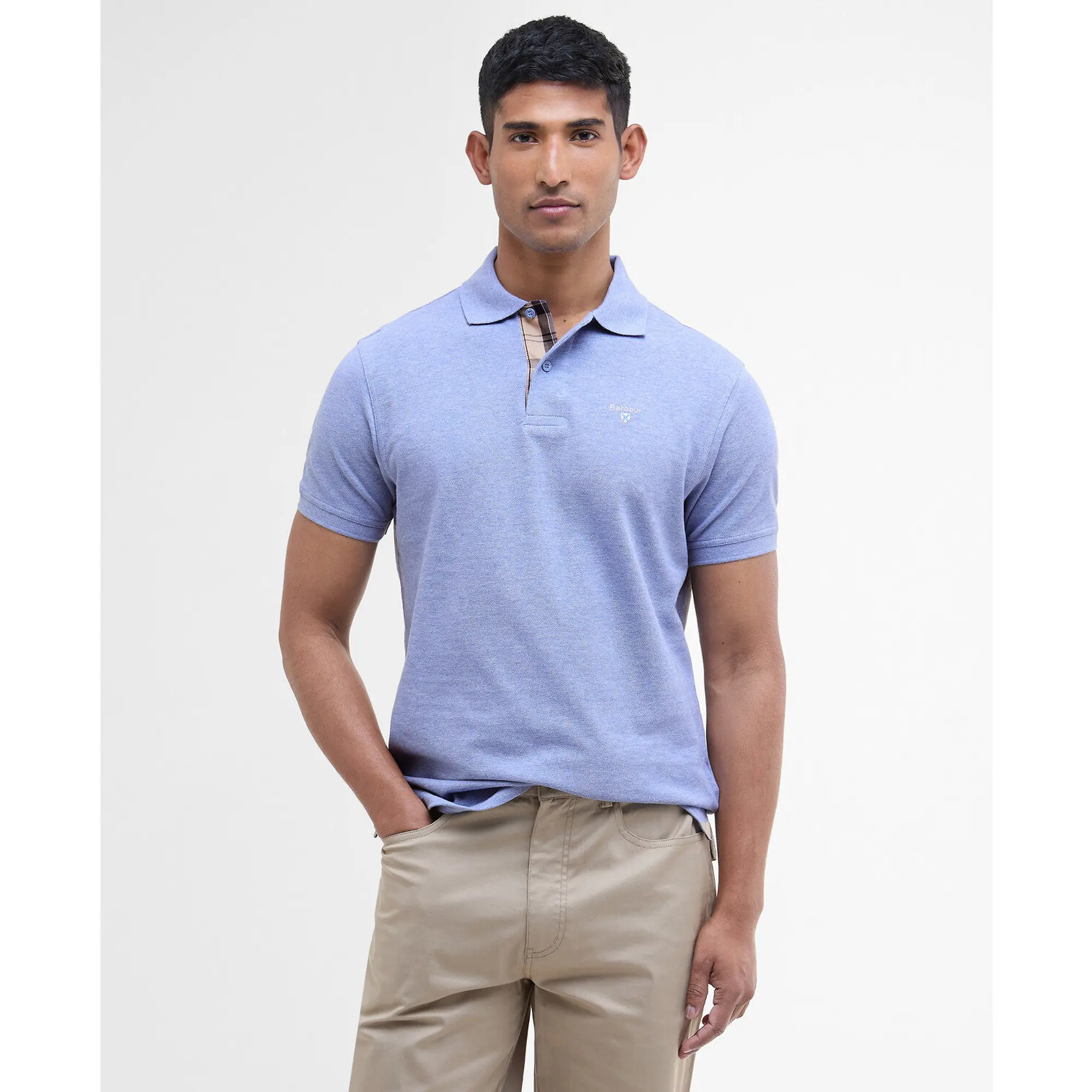 Product image 2 of 5 of Barbour Men's Tartan Pique Polo Shirt - Sky Marl
