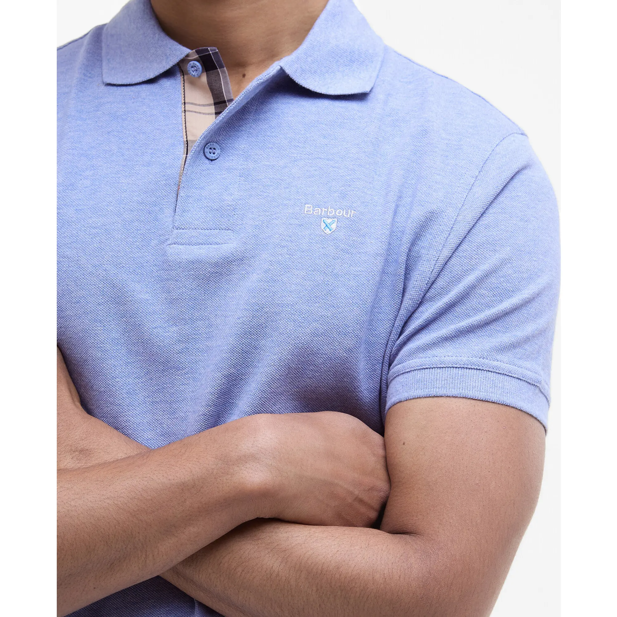 Product image 5 of 5 of Barbour Men's Tartan Pique Polo Shirt - Sky Marl