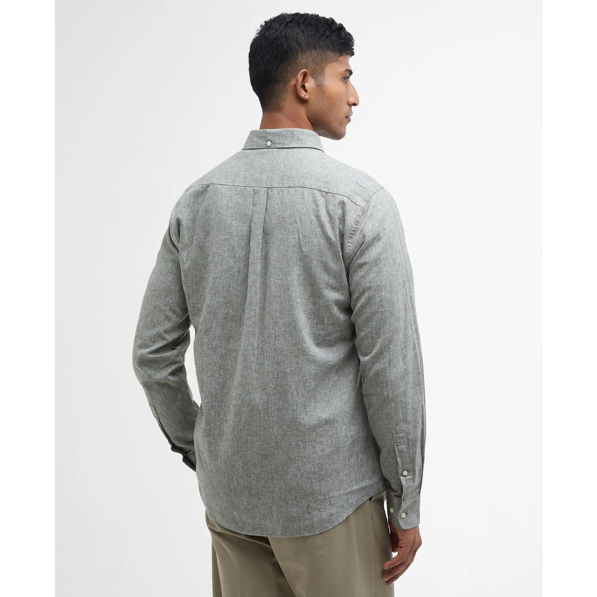 Product image 4 of 6 of Barbour Men's Nelson Tailored Long-Sleeved Shirt - Bleached Olive