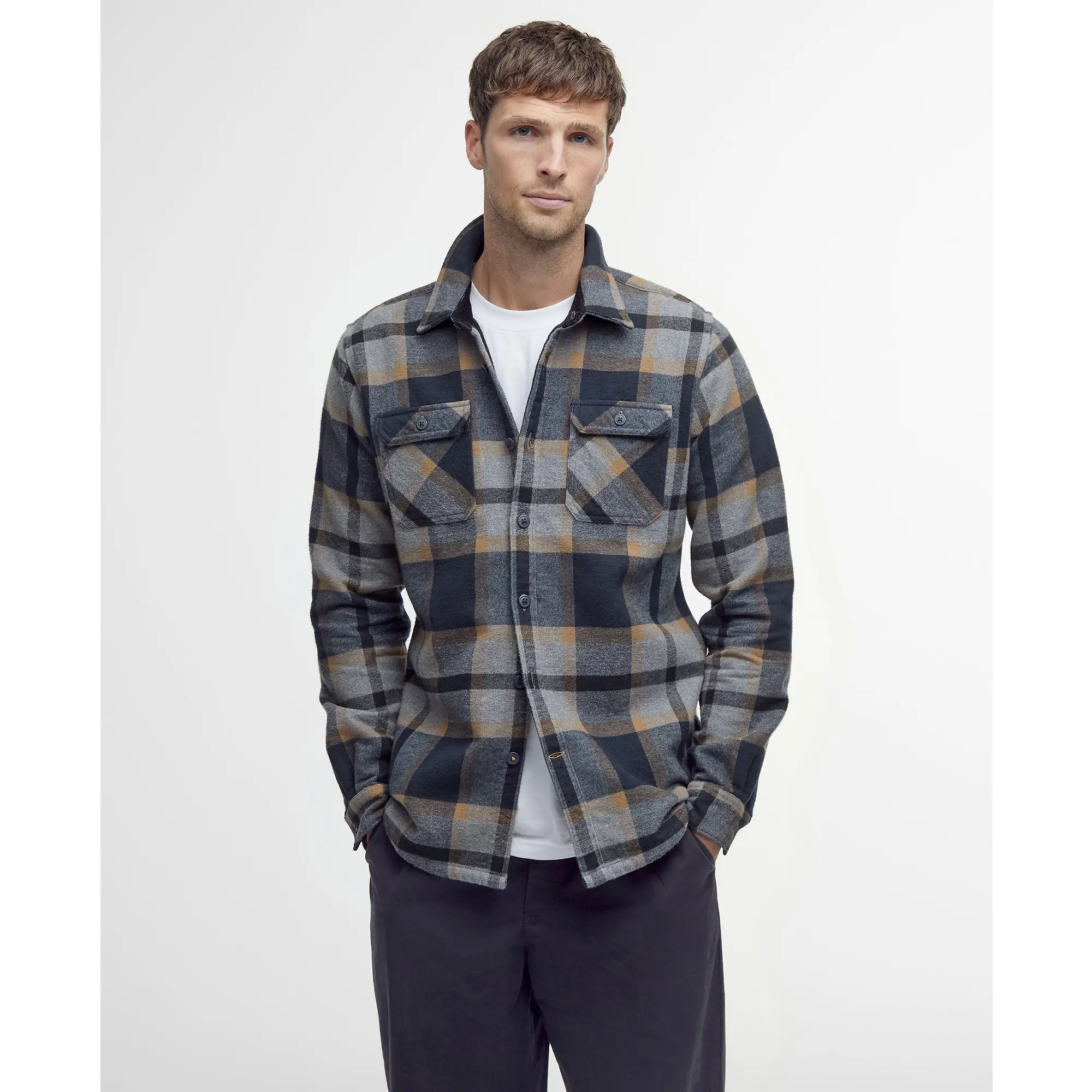 Product image 3 of 7 of Barbour Men's Rhobell Rugged Tailored Shirt - Grey Marl