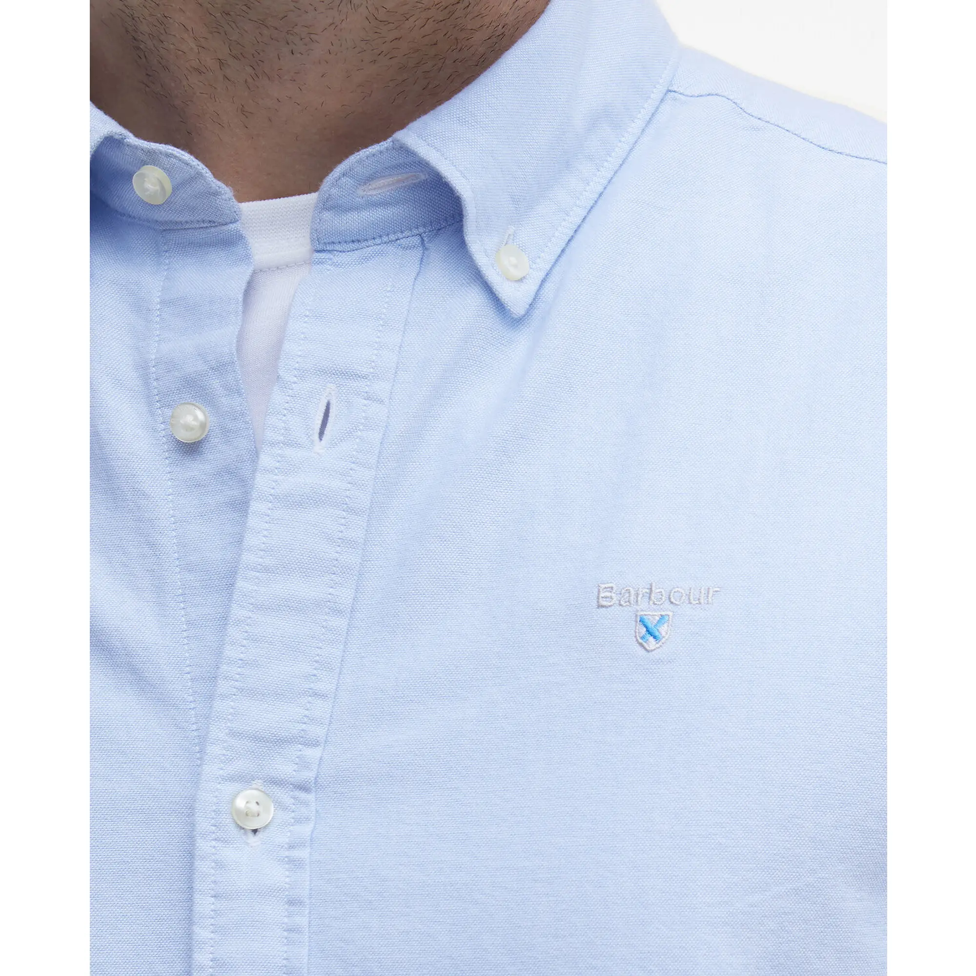 Product image 6 of 6 of Barbour Men's Oxtown Oxford Tailored Short-Sleeved Shirt - Sky