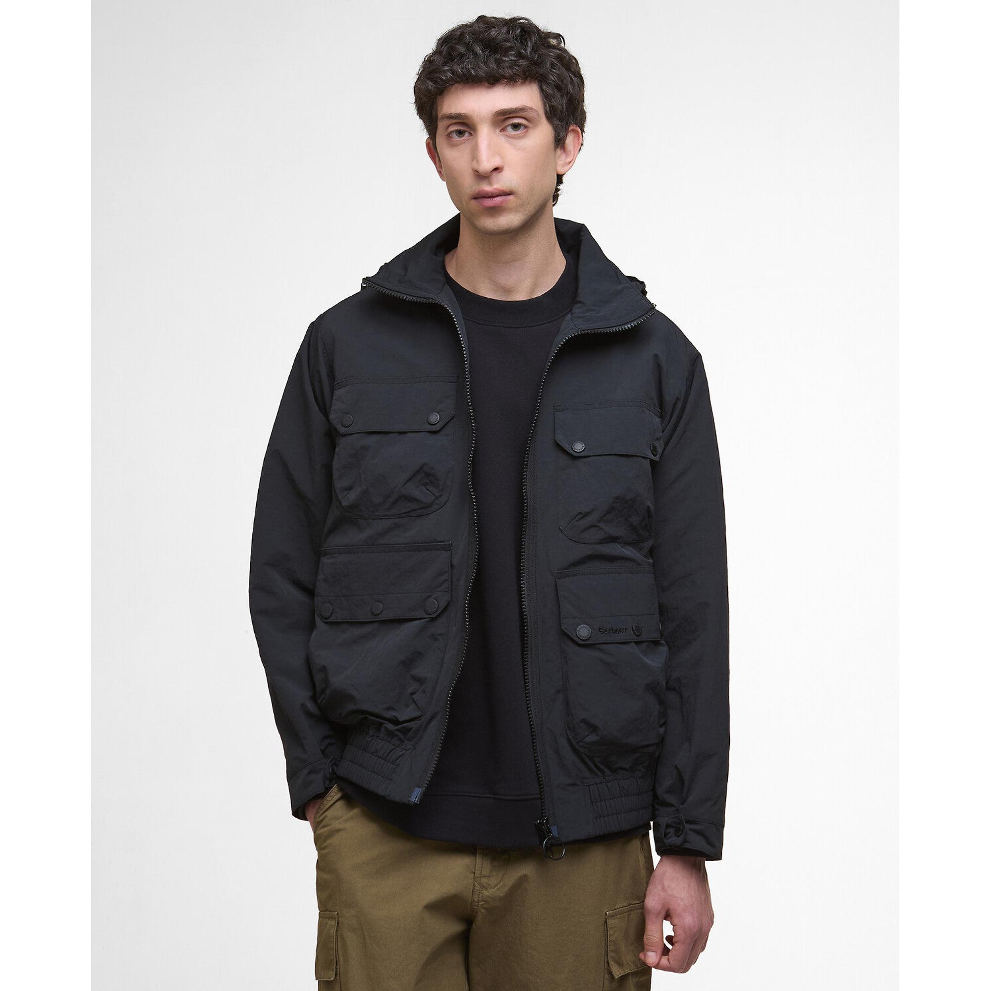 Barbour 黒 BEDALE ジャケット Barbour Men's Re-Engineered Hooded Showerproof Flight Bedale