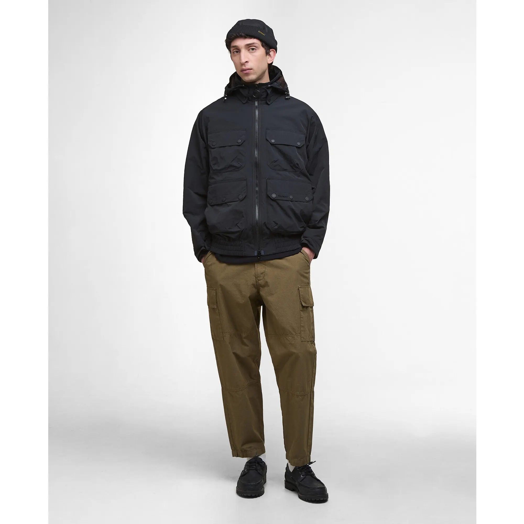 Product image 3 of 8 of Barbour Men's Re-Engineered Hooded Showerproof Flight Bedale Jacket - Black