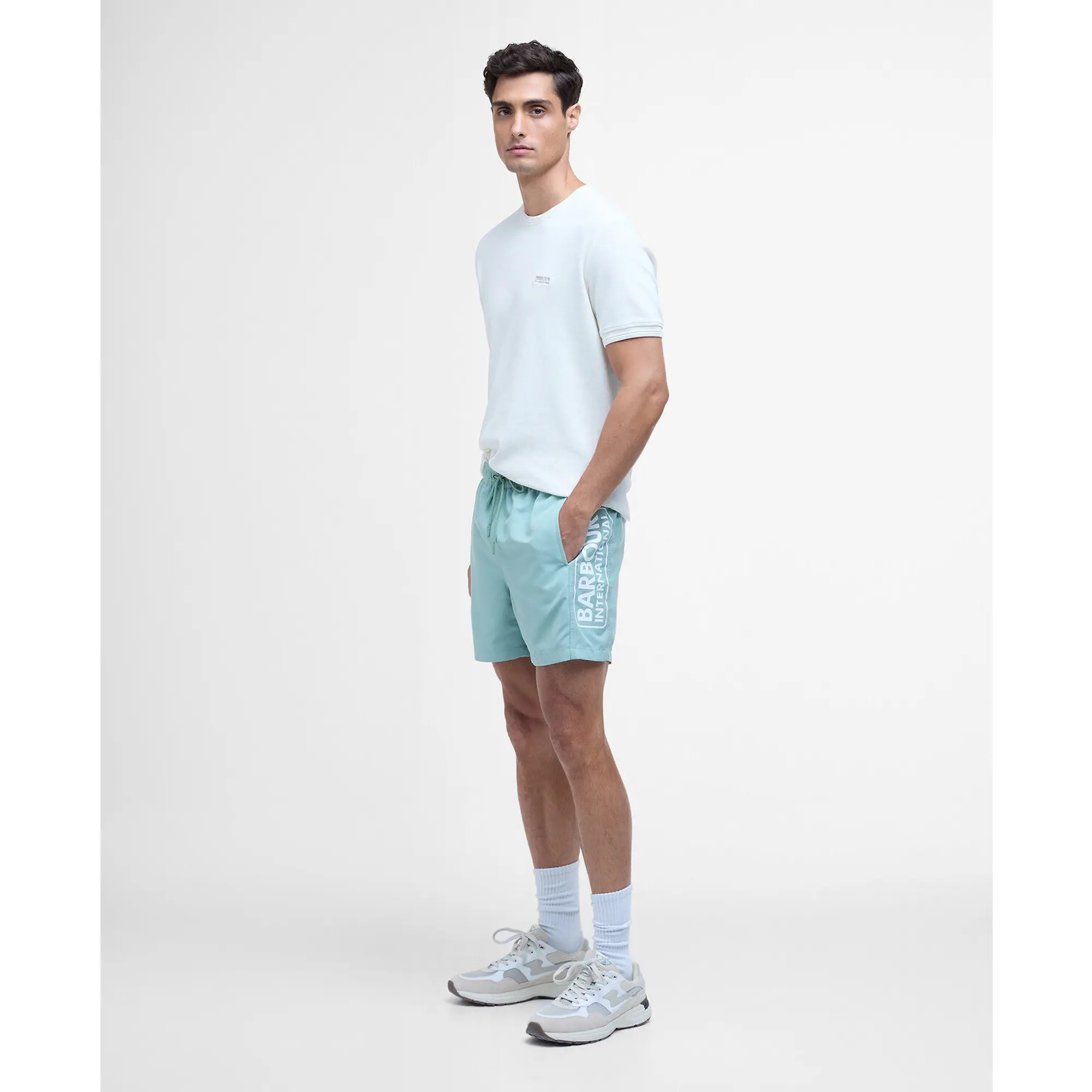 Product image 2 of 6 of Barbour International Men's Large Logo Swim Shorts - Granite Green