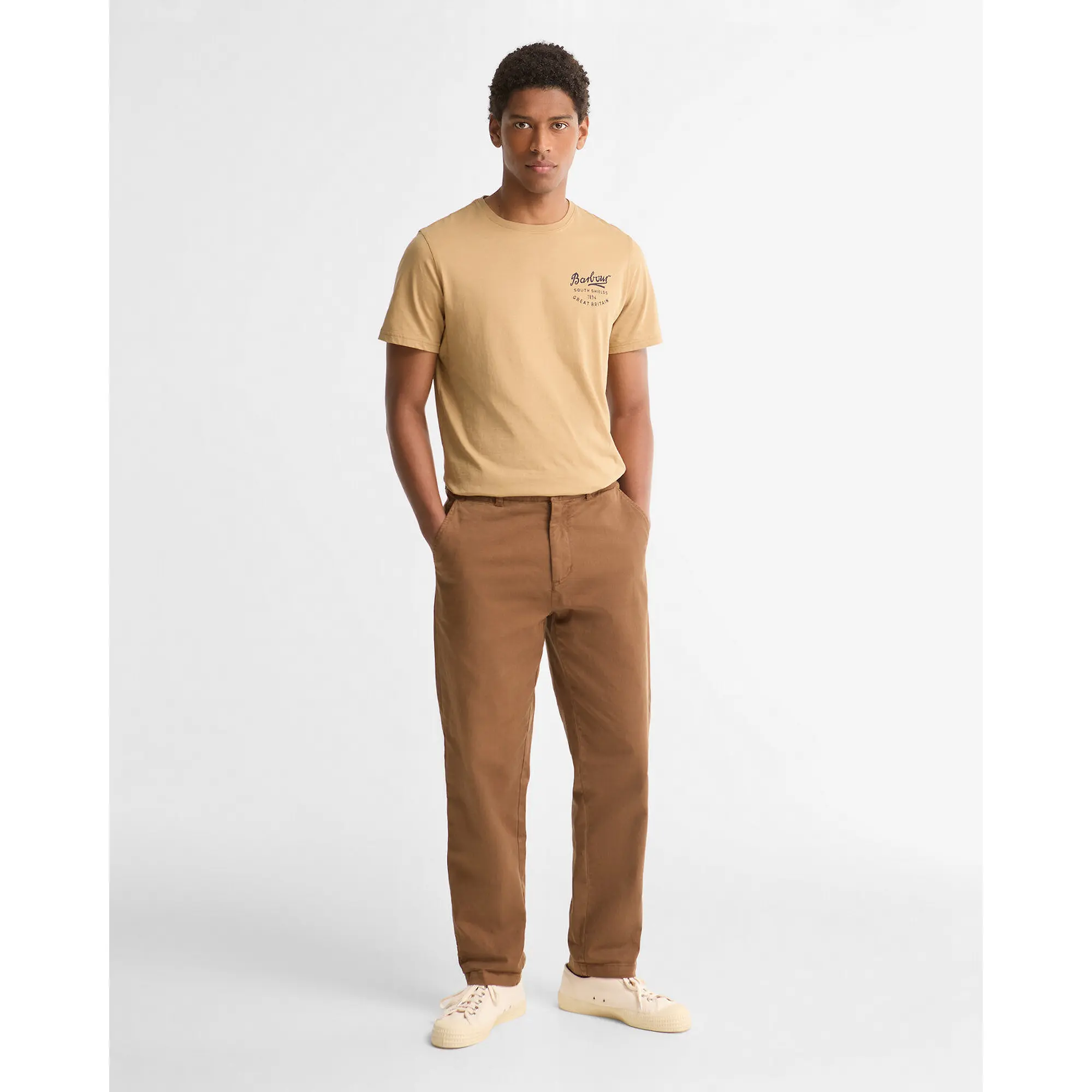 Product image 2 of 6 of Barbour Men's Washed Stretch Tailored Trousers - Dark Sand