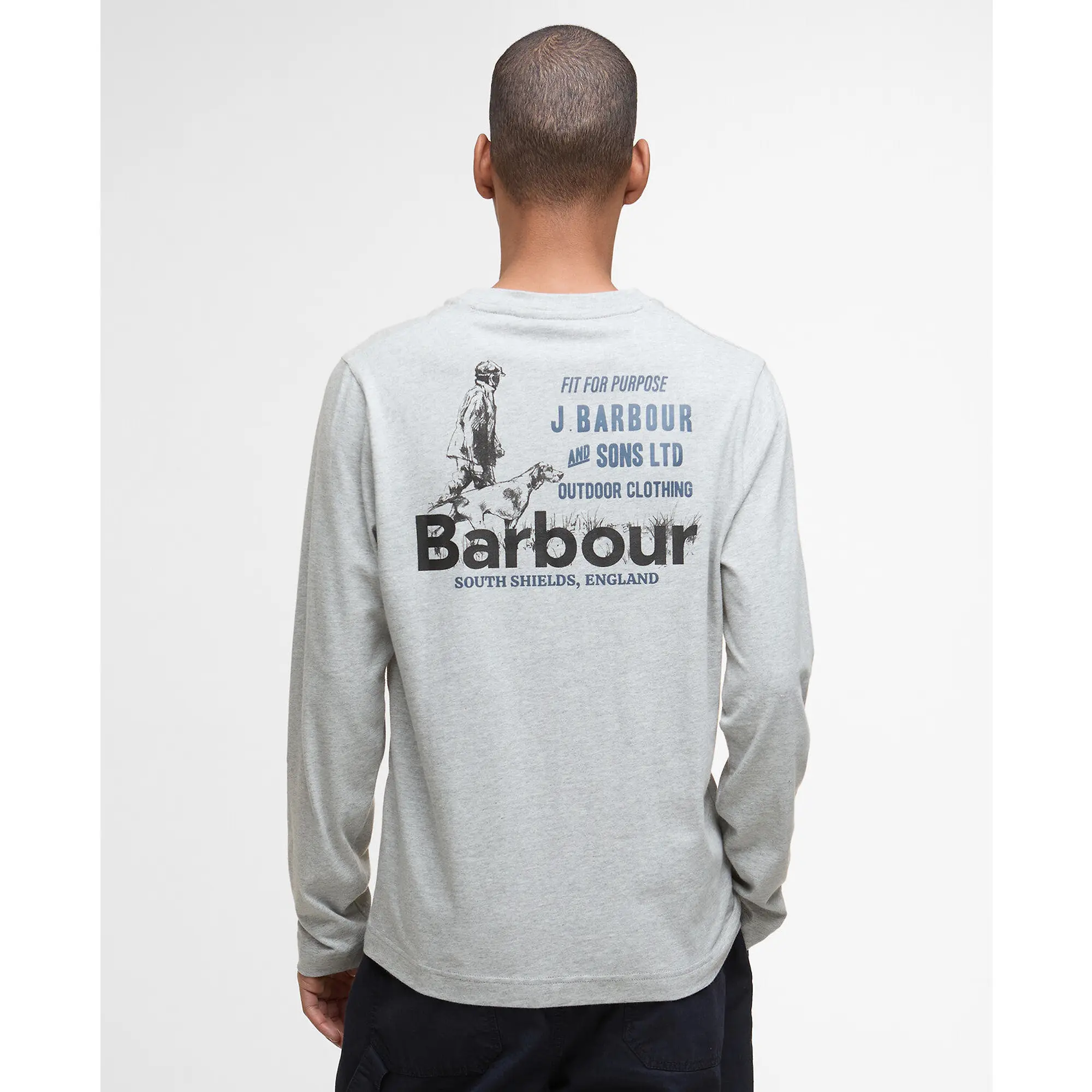 Product image 4 of 8 of Barbour Men's Pointer Long Sleeve Graphic T-Shirt - Grey Marl