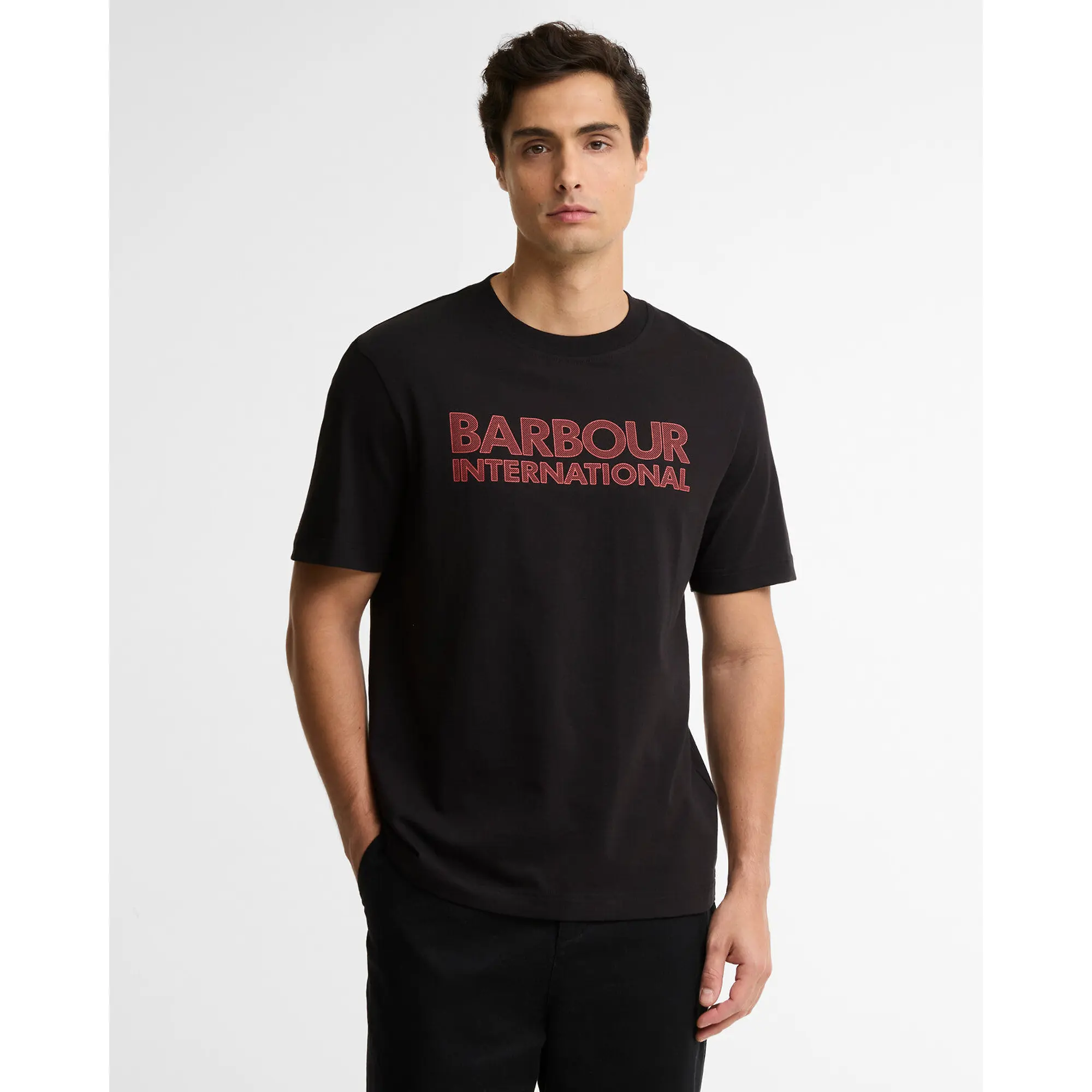 Product image 2 of 5 of Barbour International Men's Essential Tee - Black / Fire Whirl