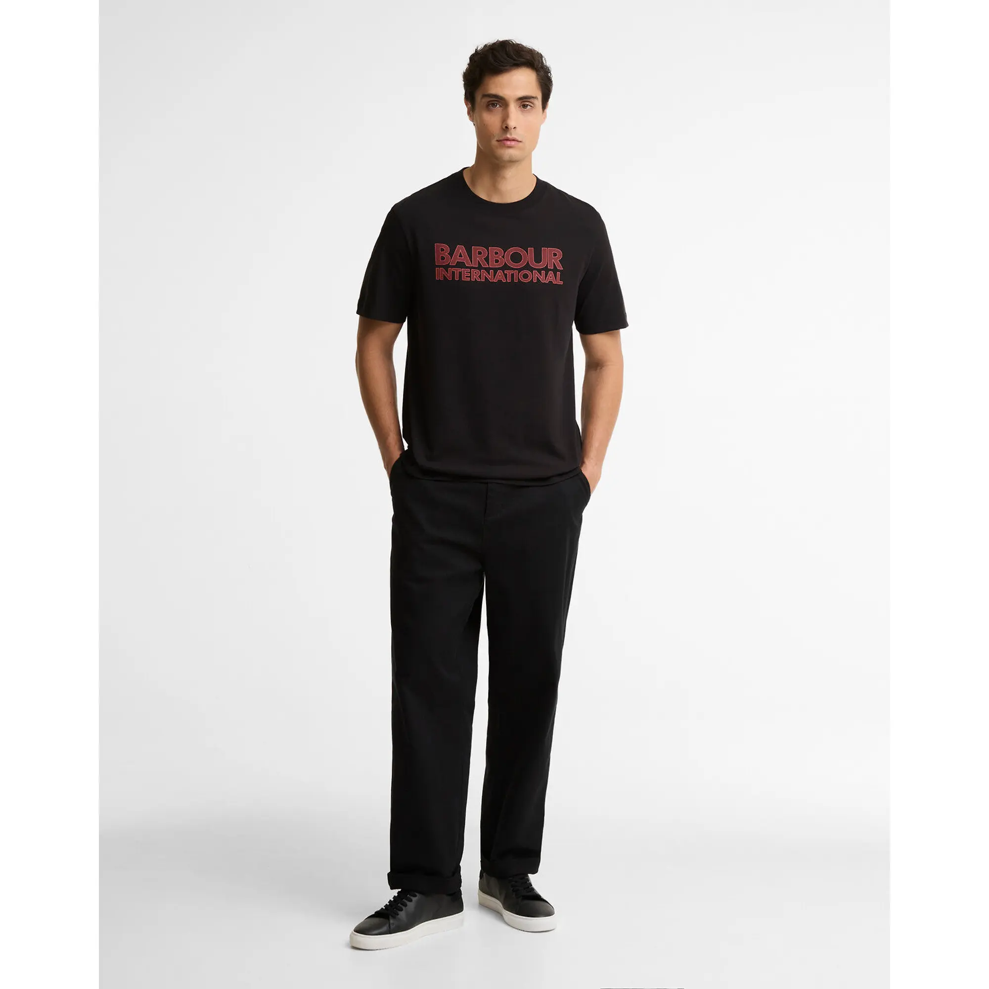 Product image 3 of 5 of Barbour International Men's Essential Tee - Black / Fire Whirl