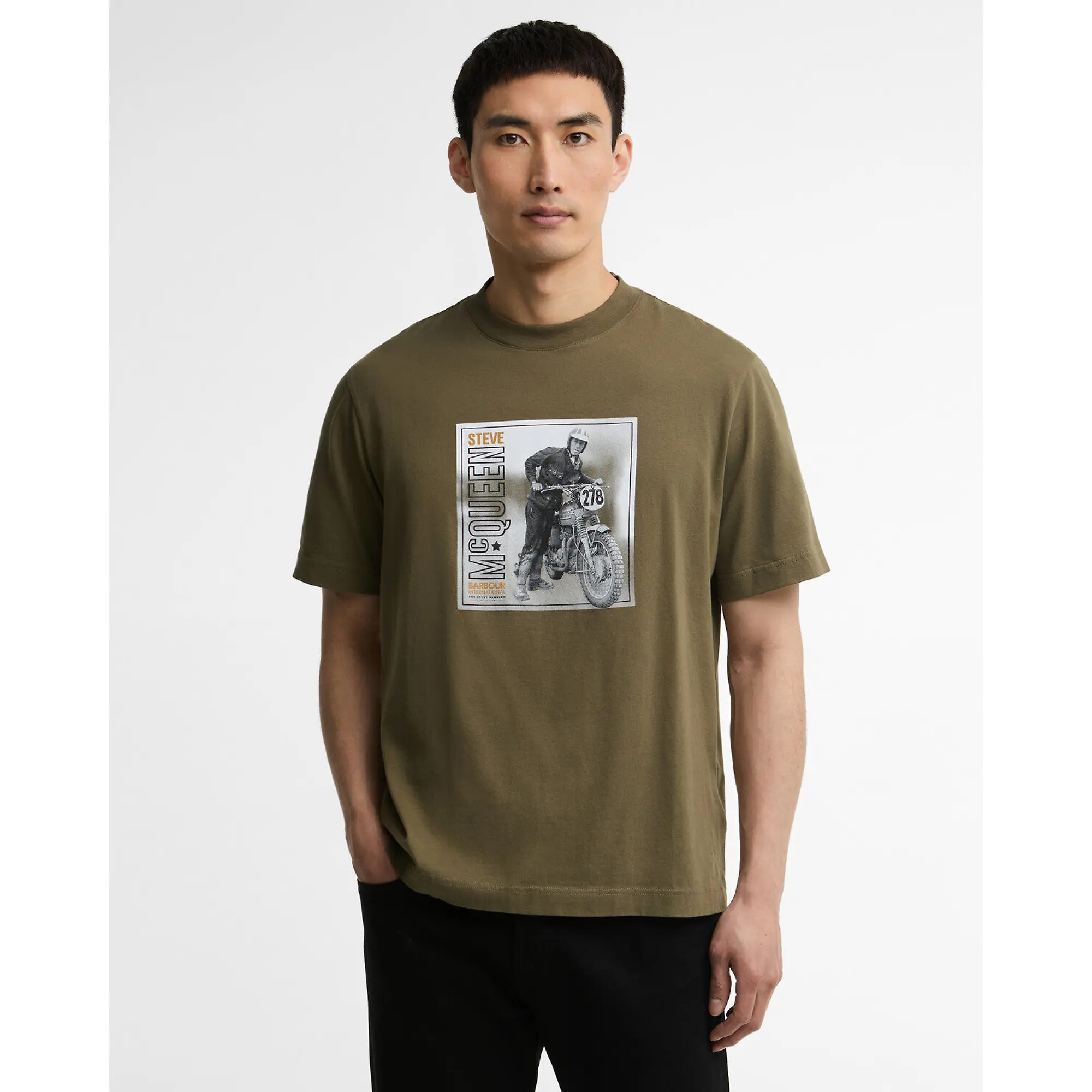 Product image 2 of 5 of Barbour International Men's SMQ Brandon Tee - Mid Olive
