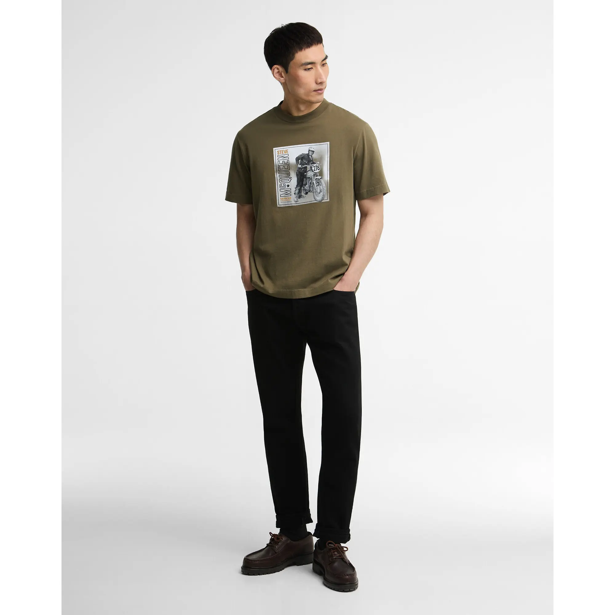 Product image 3 of 5 of Barbour International Men's SMQ Brandon Tee - Mid Olive