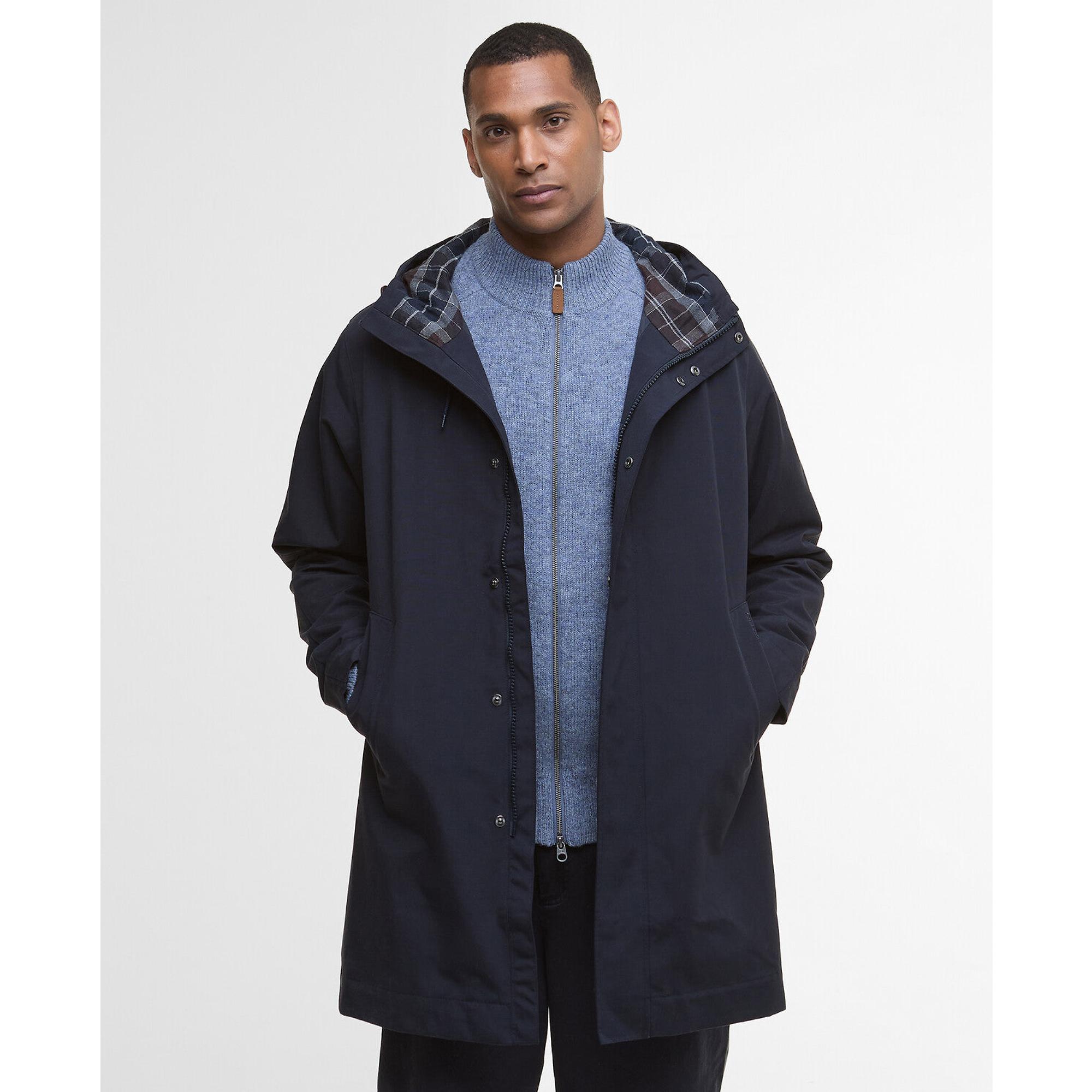 Barbour Men's Hooded Lorden Waterproof Mac - Navy | British Attire