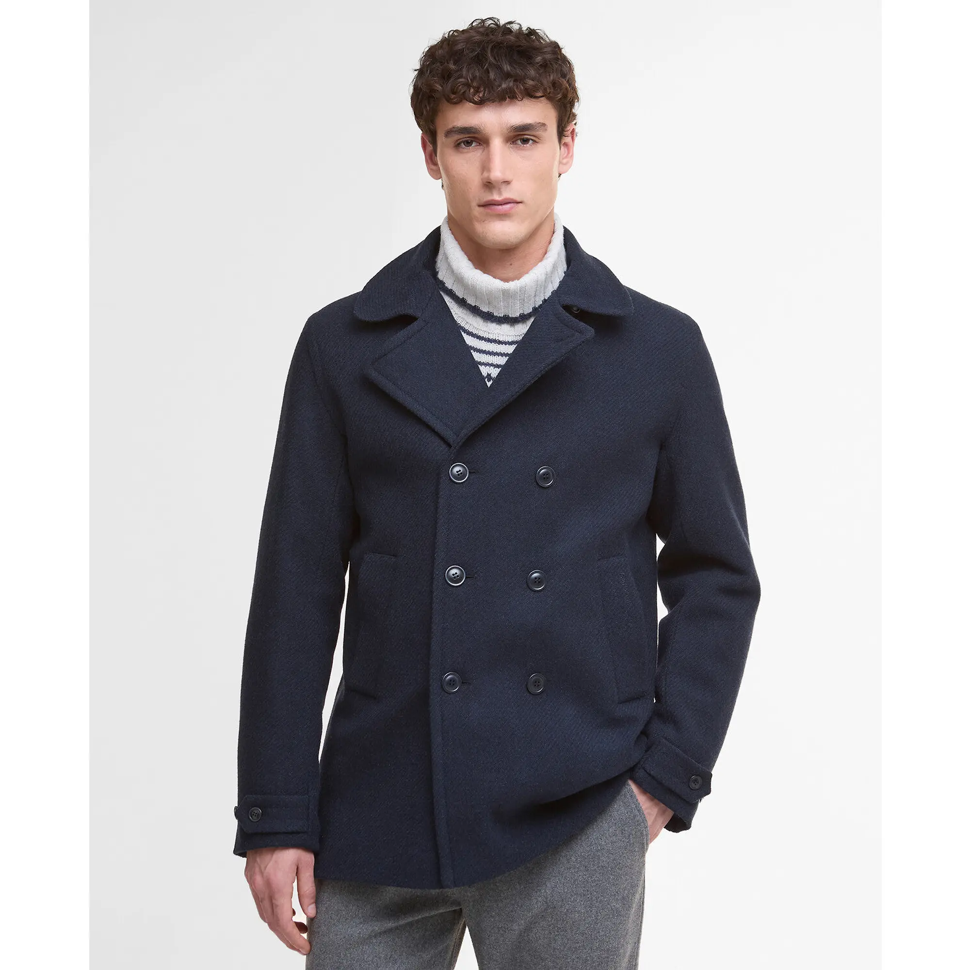 Product image 2 of 7 of Barbour Men's Newfield Wool Pea Coat - Navy/Classic
