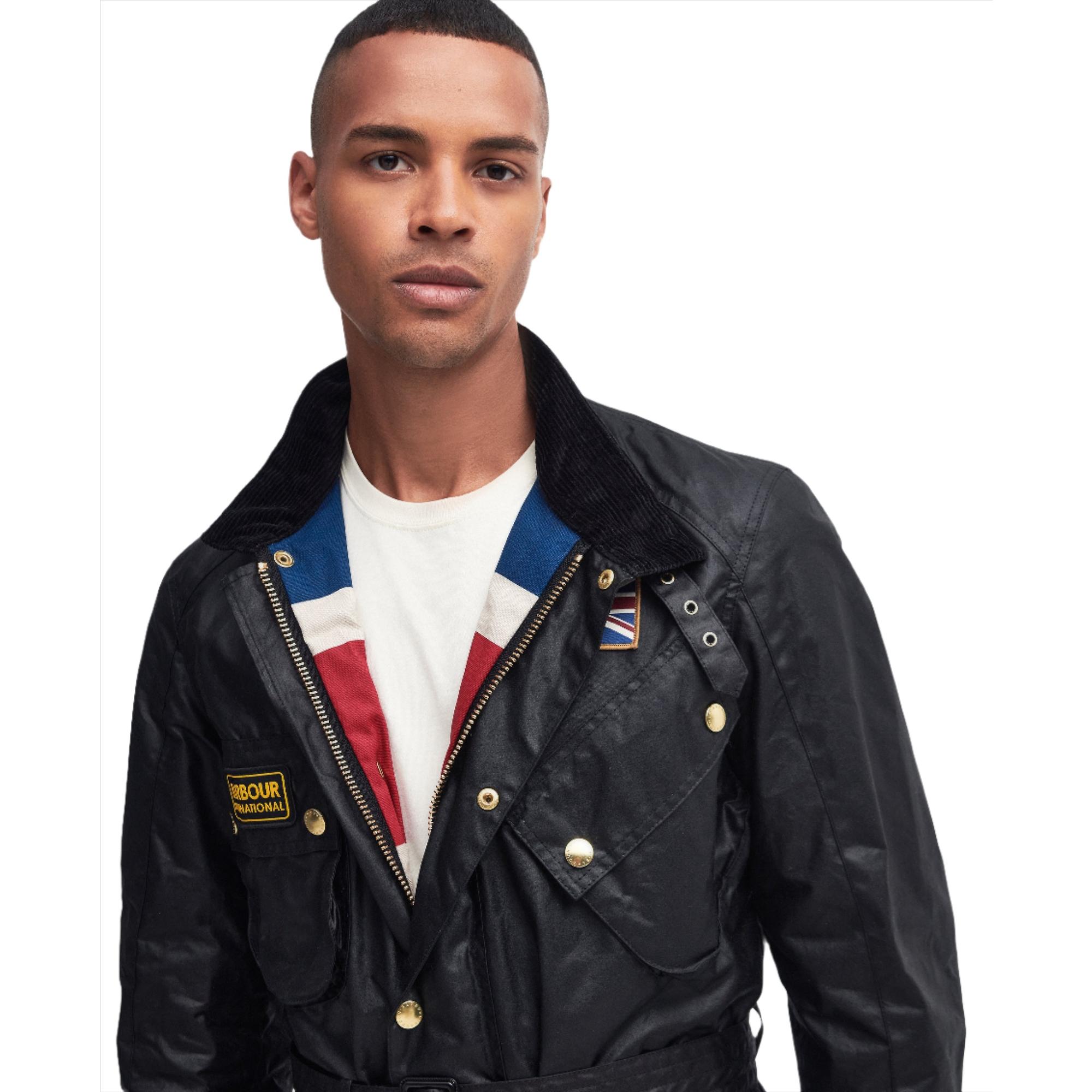 Barbour International Men's Union Jack Wax Jacket - Black