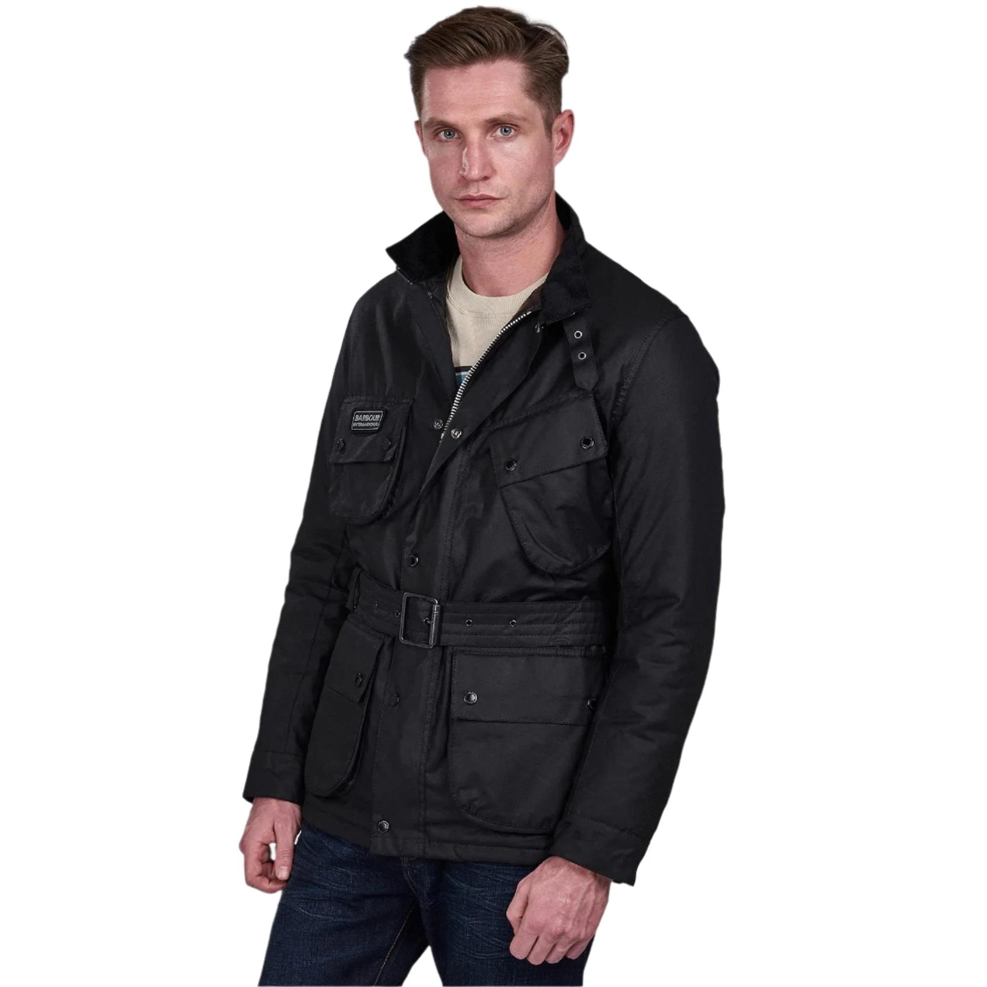 Barbour International Men's Winter SL Slim Fit Wax Biker Jacket