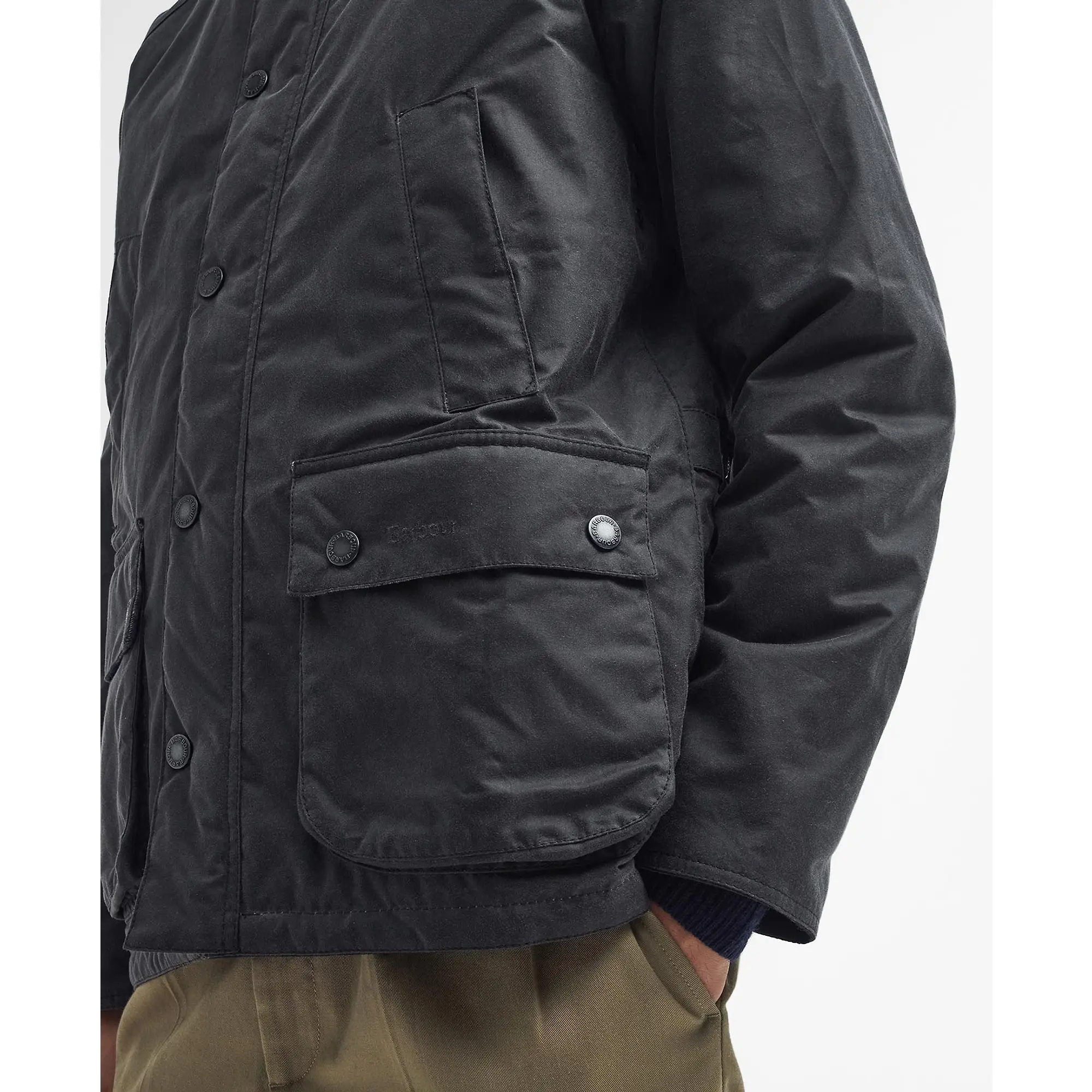Product image 6 of 8 of Barbour Men's Ambleside Wax Jacket - Black/Blue Granite Tartan