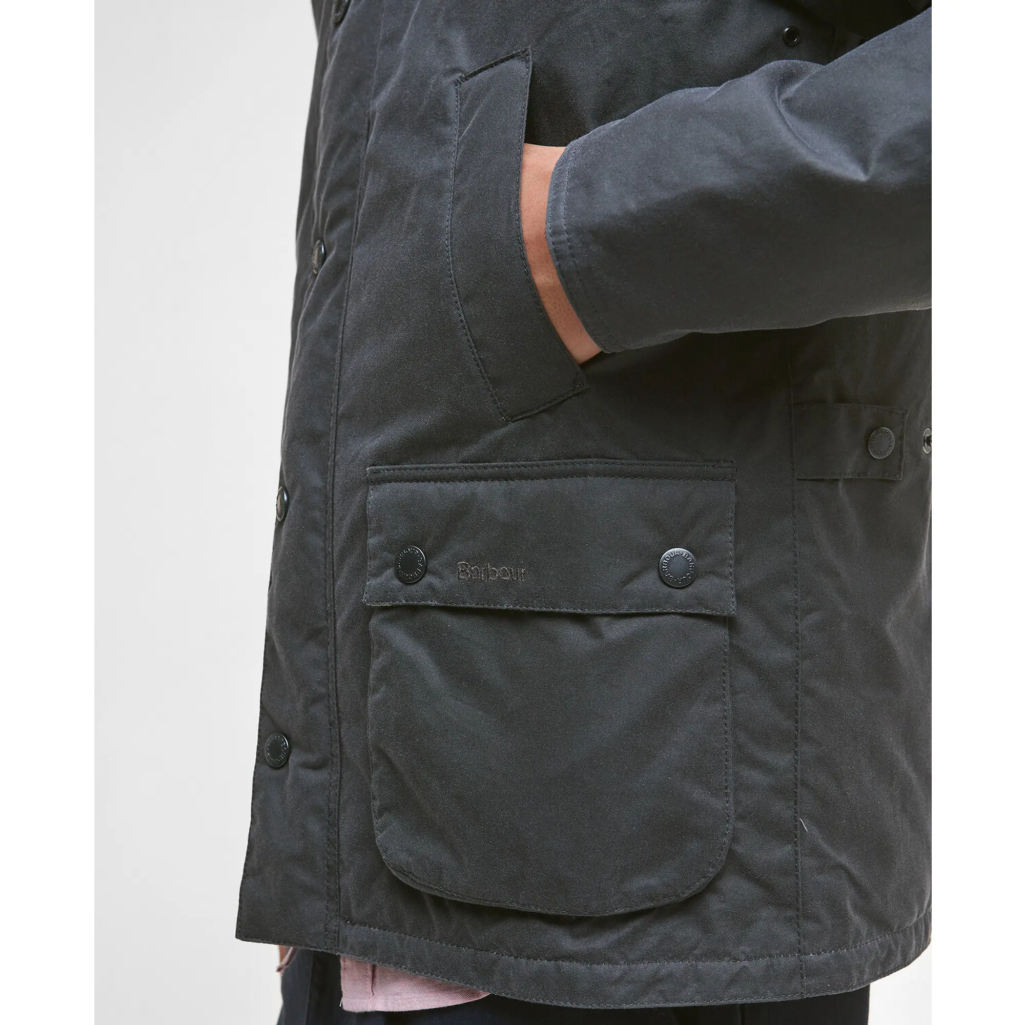 Product image 7 of 8 of Barbour Men's Ambleside Wax Jacket - Grey/Tartan