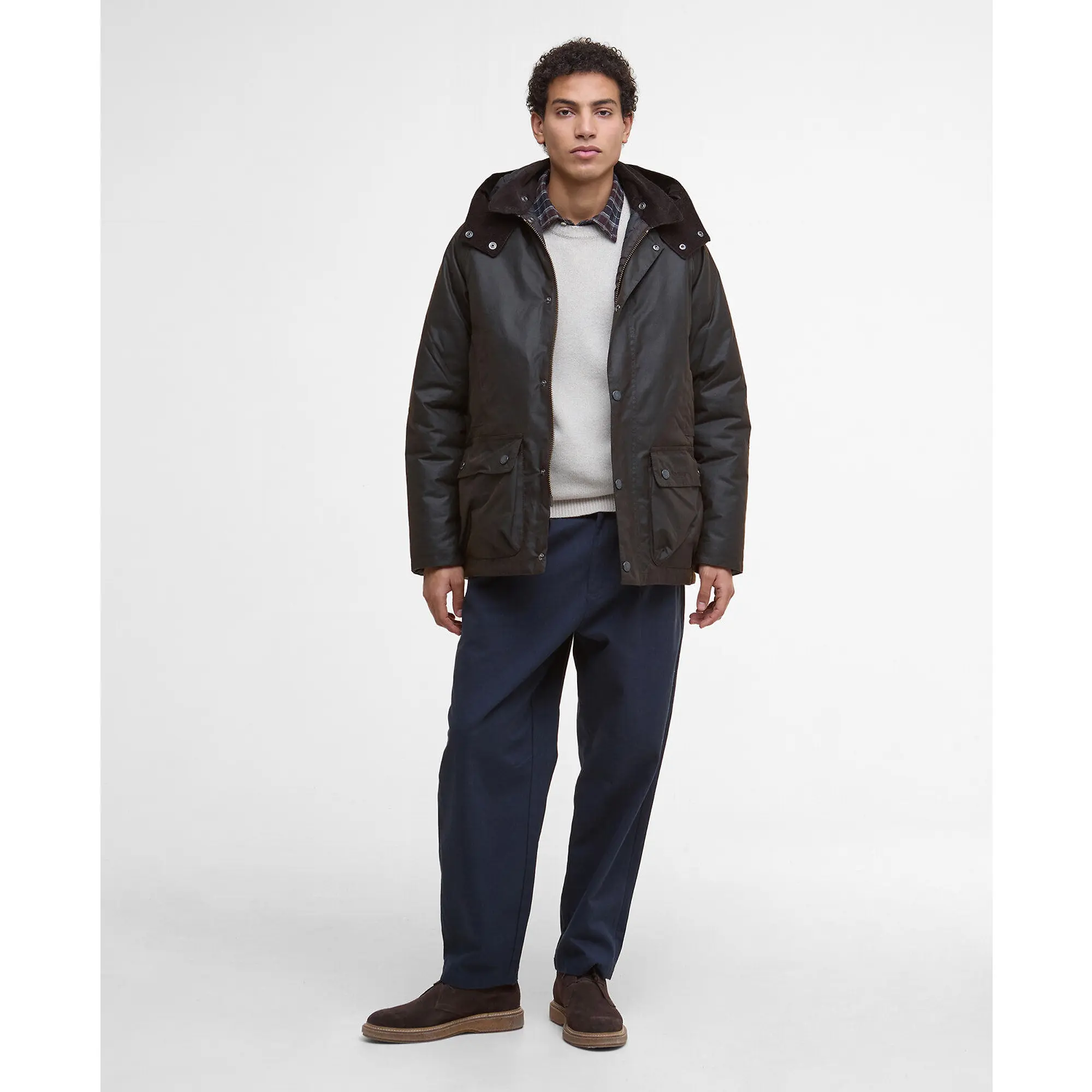 Product image 3 of 9 of Barbour Men's Modern Beaufort Waxed Jacket - Dark Brown/Midnight Oak