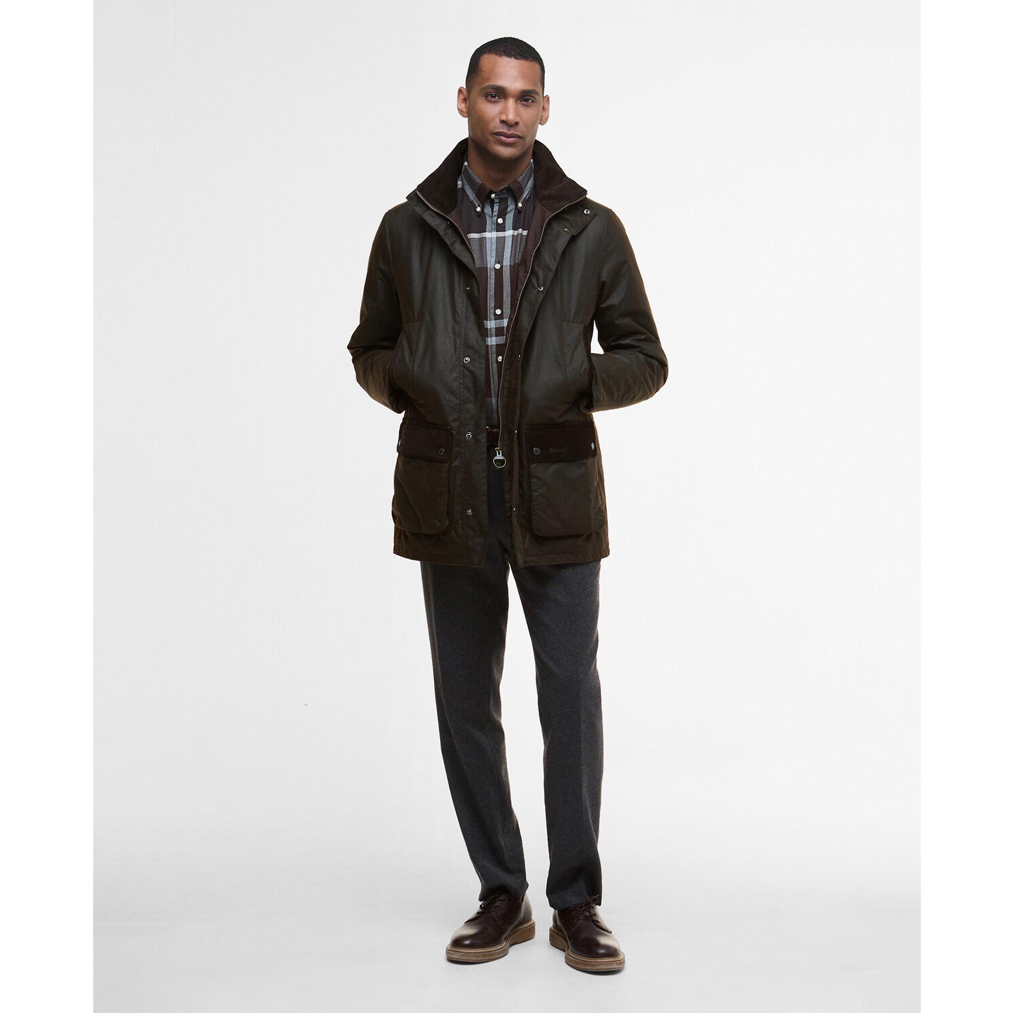 Barbour Men's Modern Border Wax Jacket - Dark Brown | British Attire