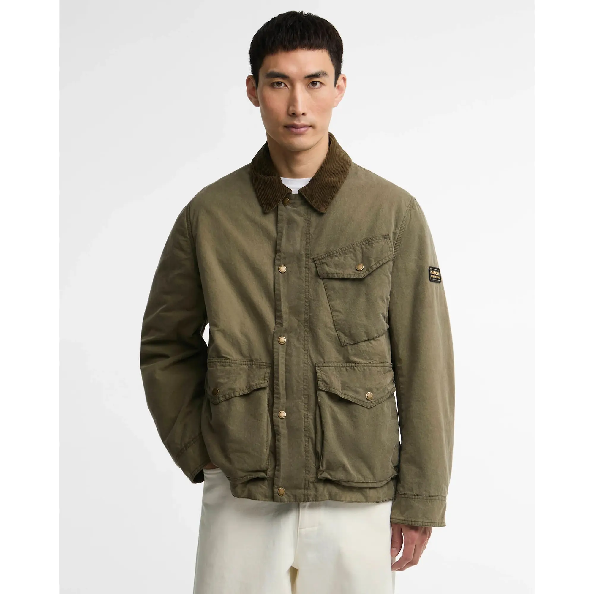 Product image 2 of 6 of Barbour International Men's Winter Drifter Washed Waxed Jacket - Olive Night