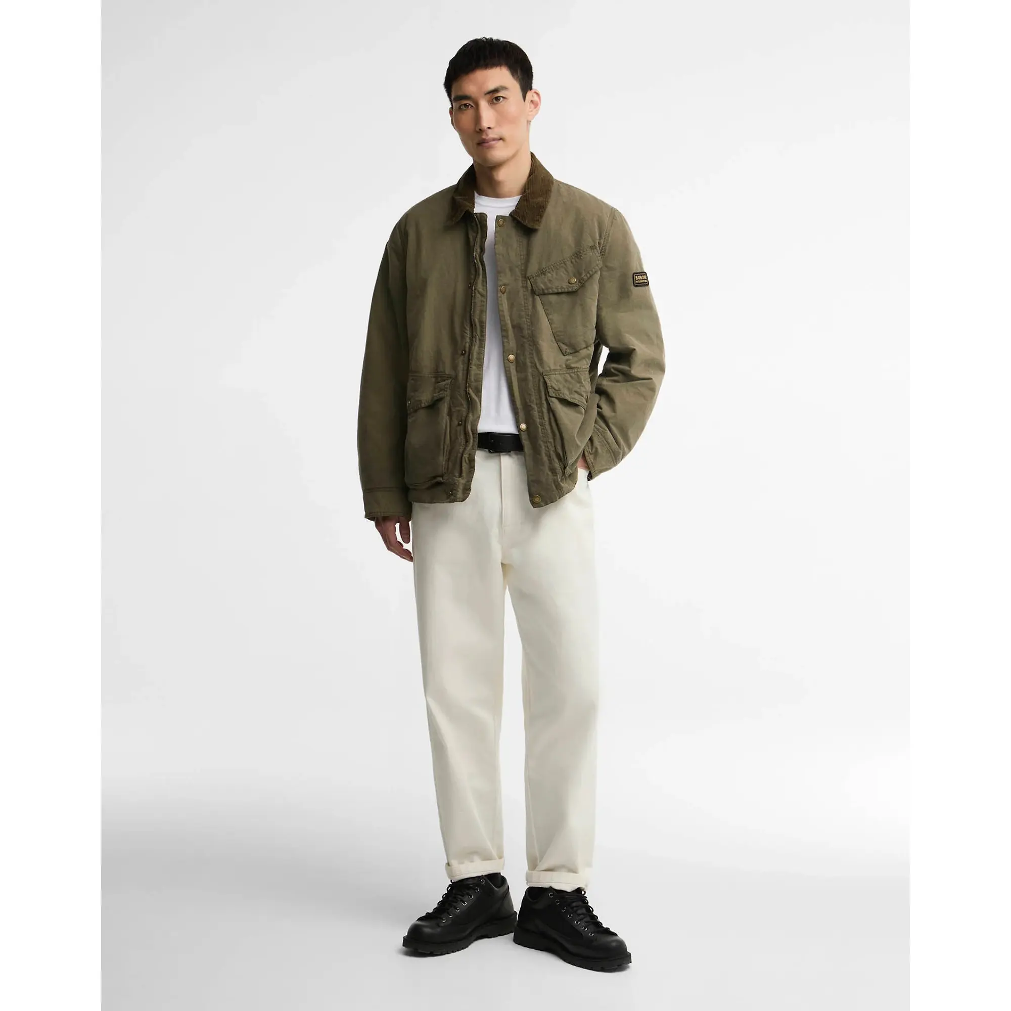 Product image 3 of 6 of Barbour International Men's Winter Drifter Washed Waxed Jacket - Olive Night