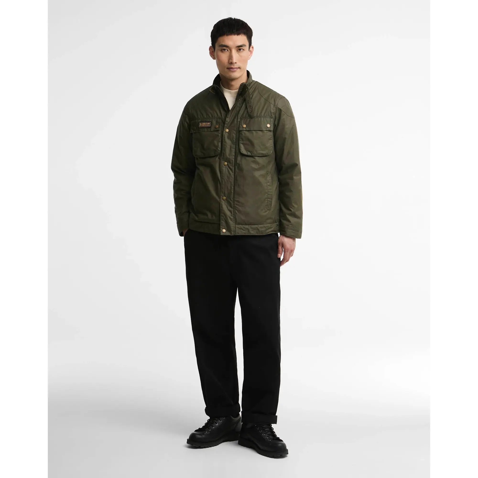 Product image 3 of 7 of Barbour International Men's Winter Merton Waxed Jacket - Olive Night