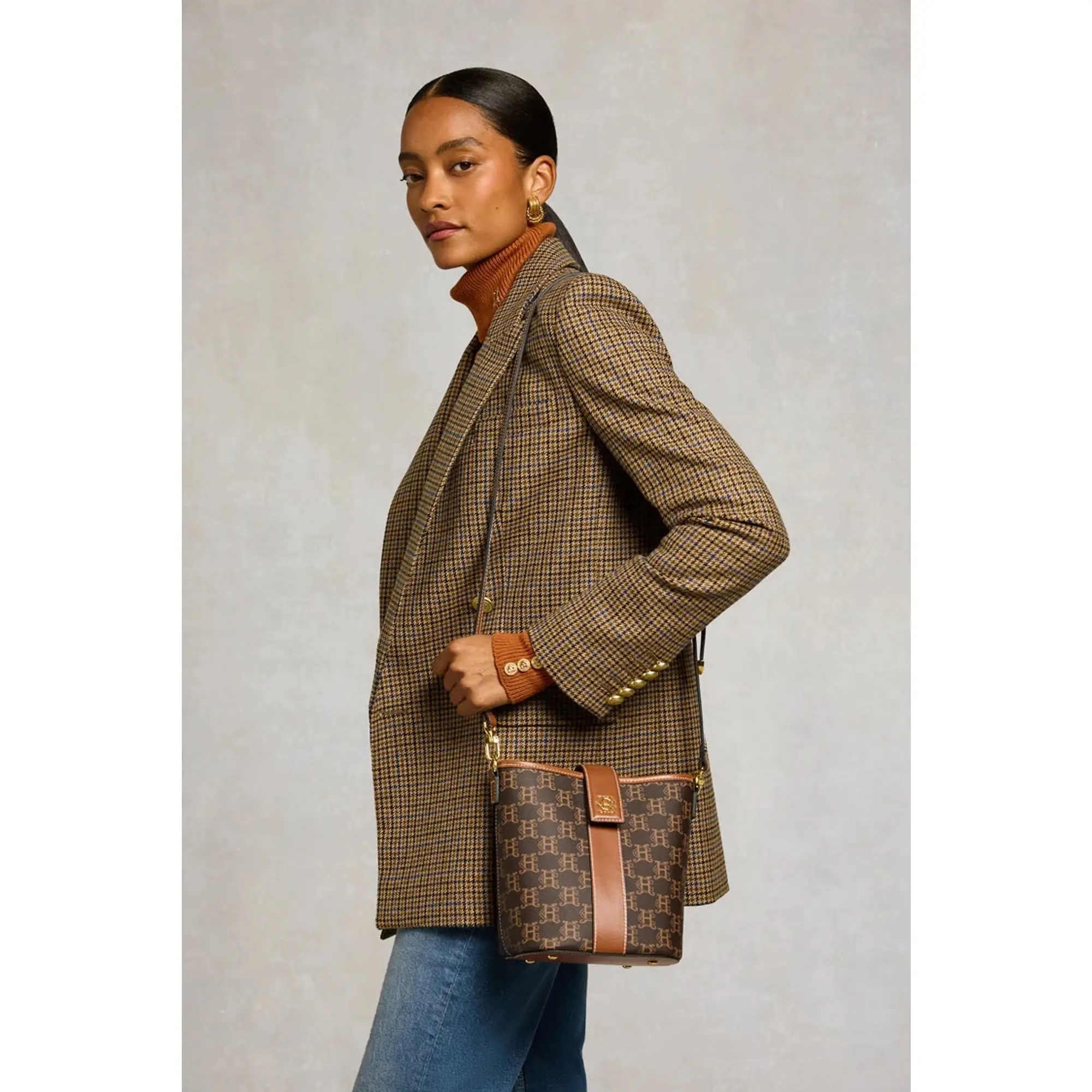 Product image 2 of 10 of Holland Cooper Women's Milan Mini Bucket Bag - Tan Monogram