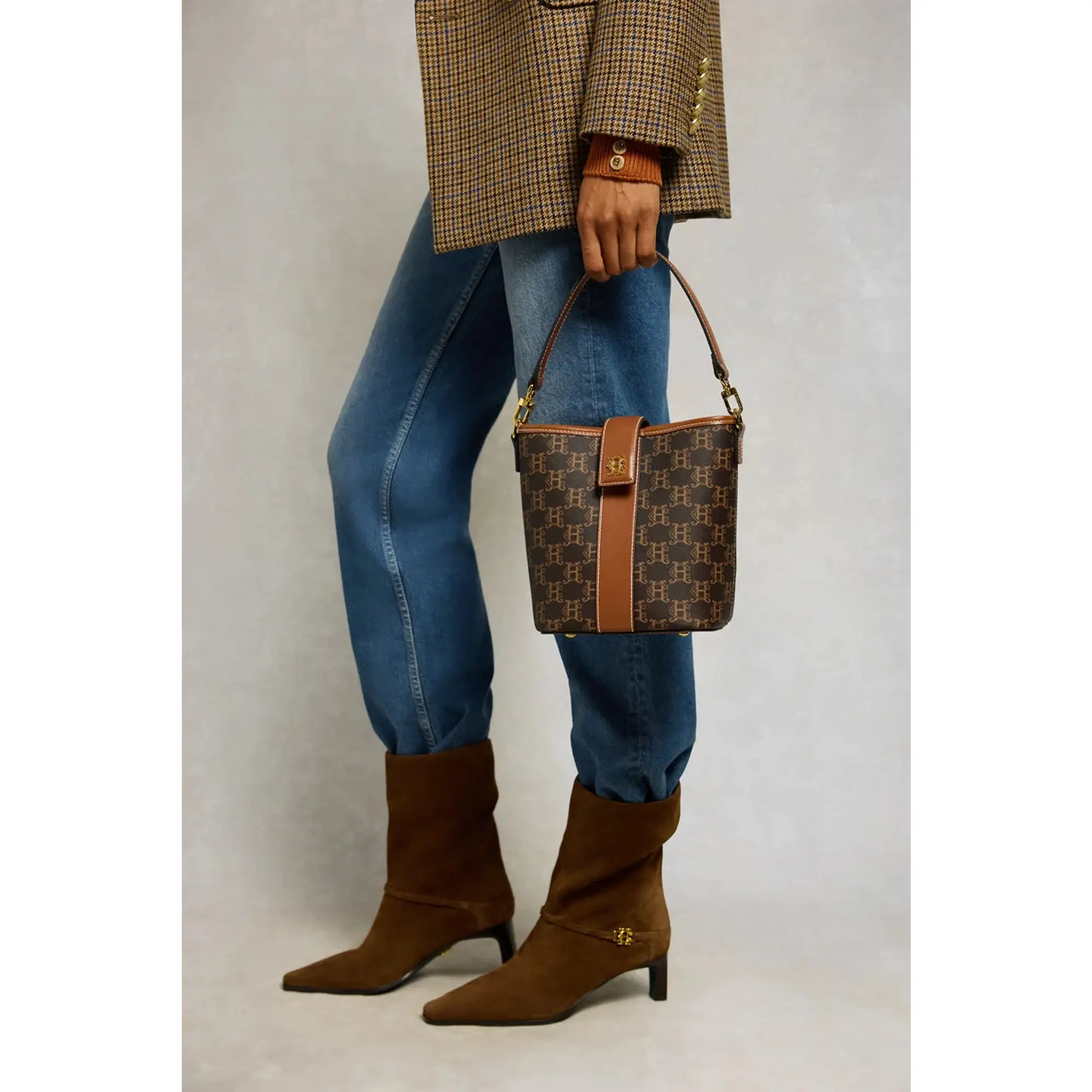 Product image 3 of 10 of Holland Cooper Women's Milan Mini Bucket Bag - Tan Monogram