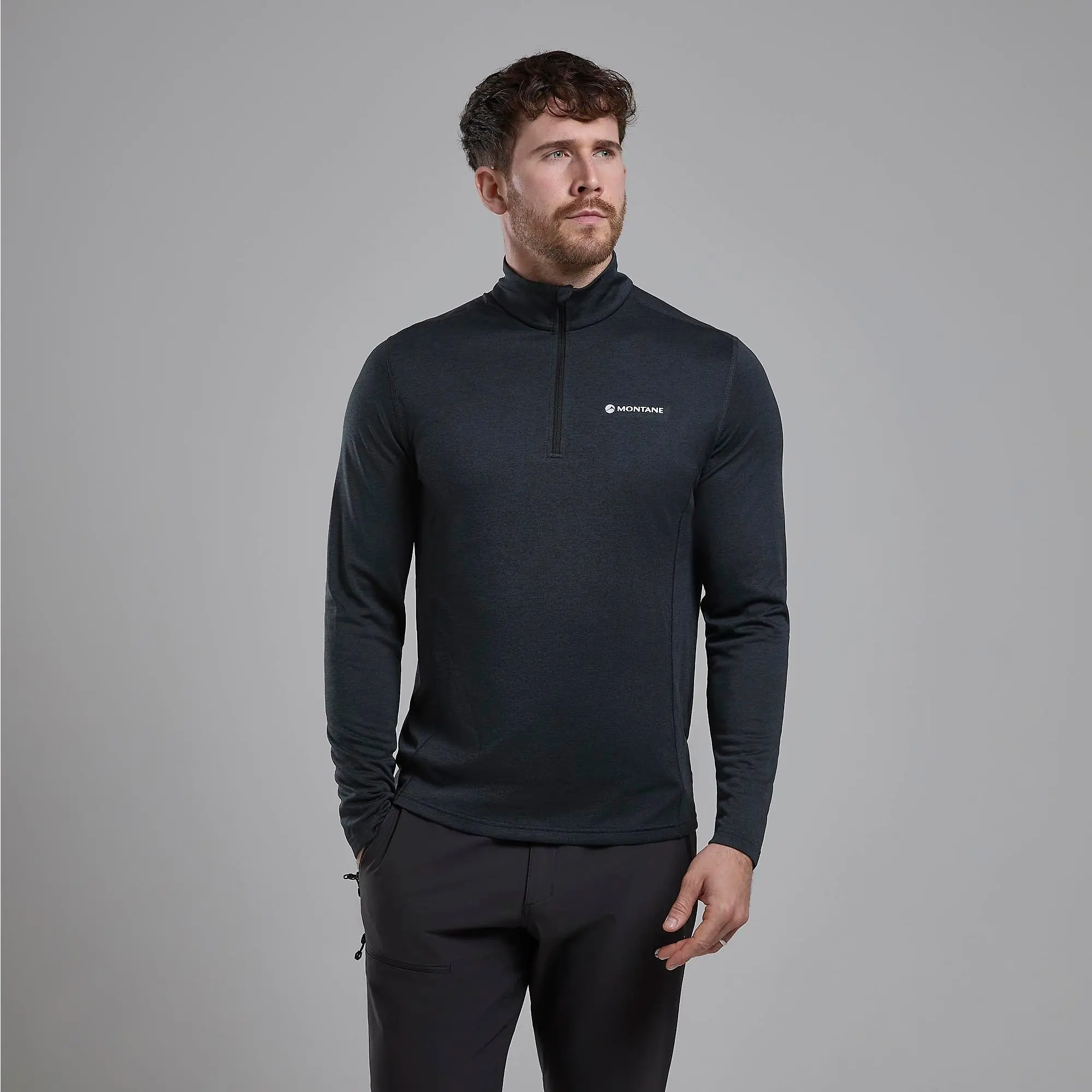 Product image 2 of 3 of Montane Men's Dart Zip Neck Long Sleeved Baselayer - Black