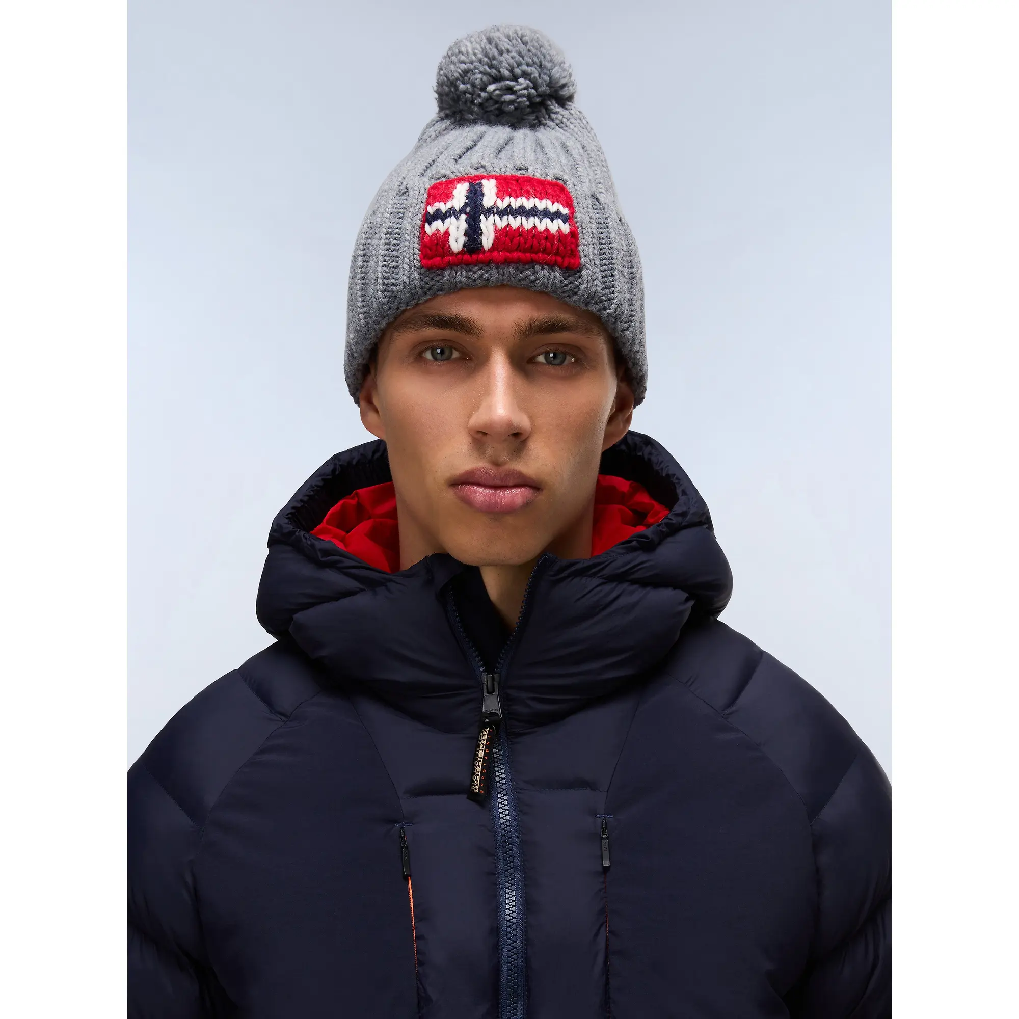 Product image 2 of 5 of Napapijri Men's Semiury Bobble Beanie - Medium Grey Melange