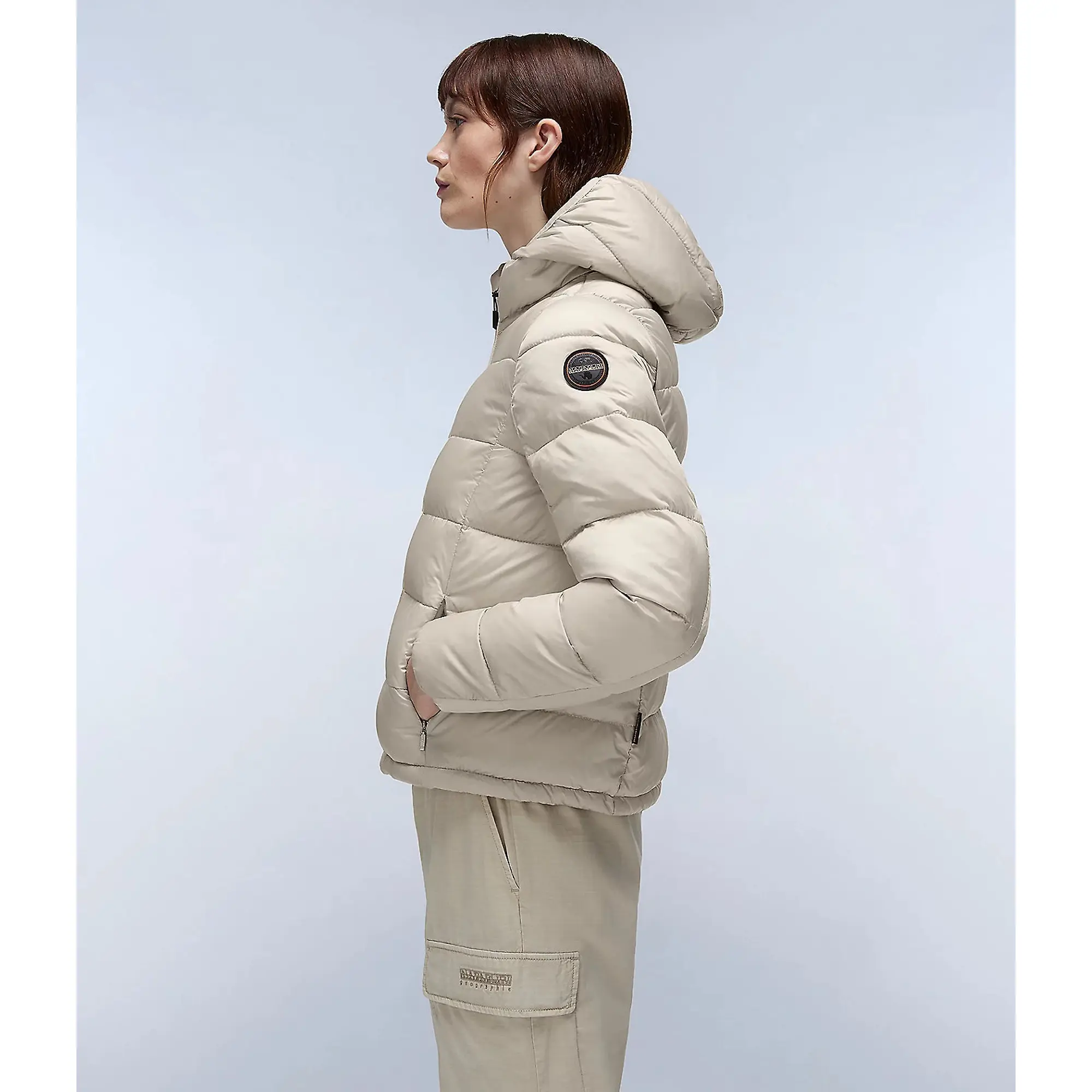 Product image 4 of 7 of Napapijri Women's Aerons Rise Hooded Puffer Jacket - Beige Silver