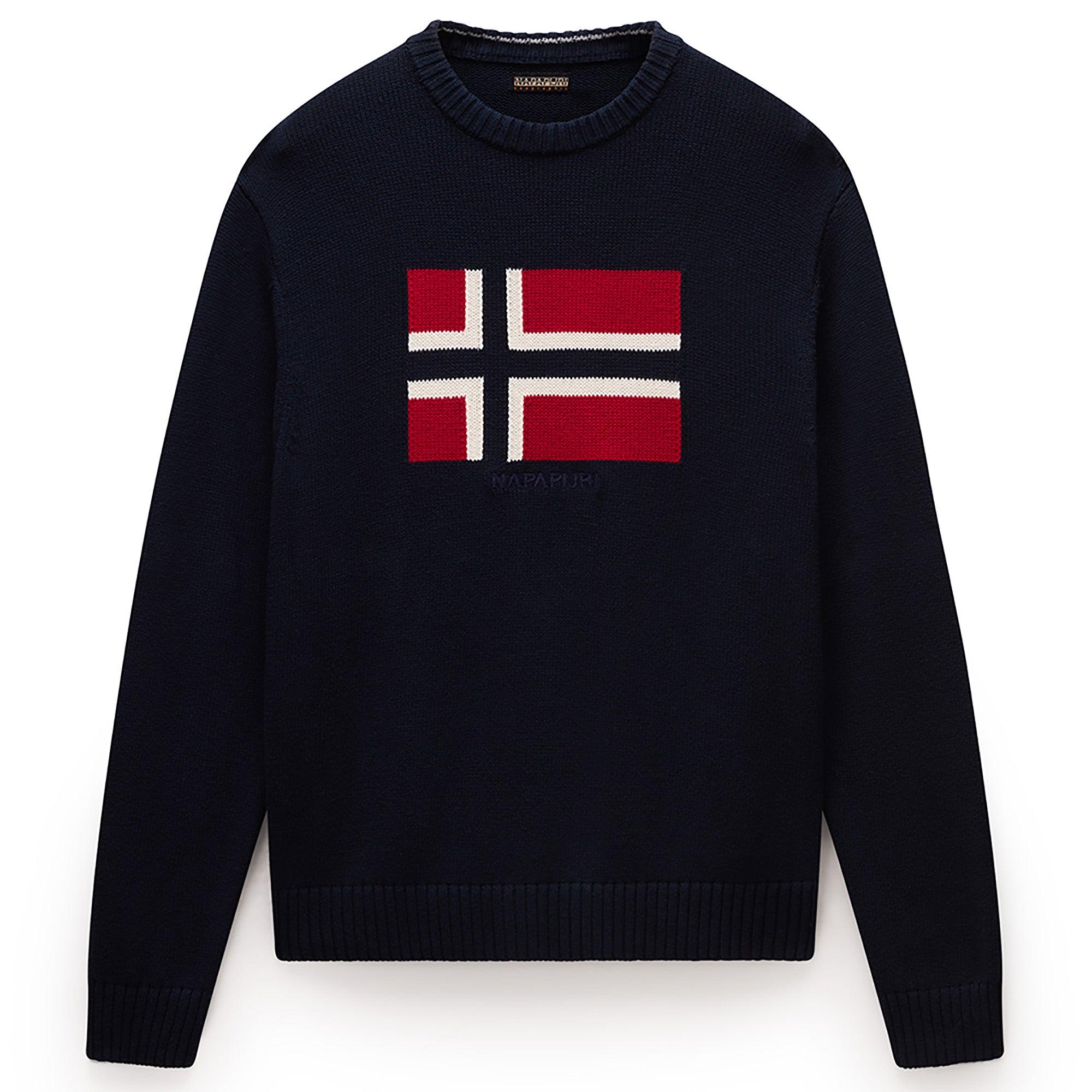 Napapijri Men's Mura Crew Neck Sweater - Blue Marine | British Attire