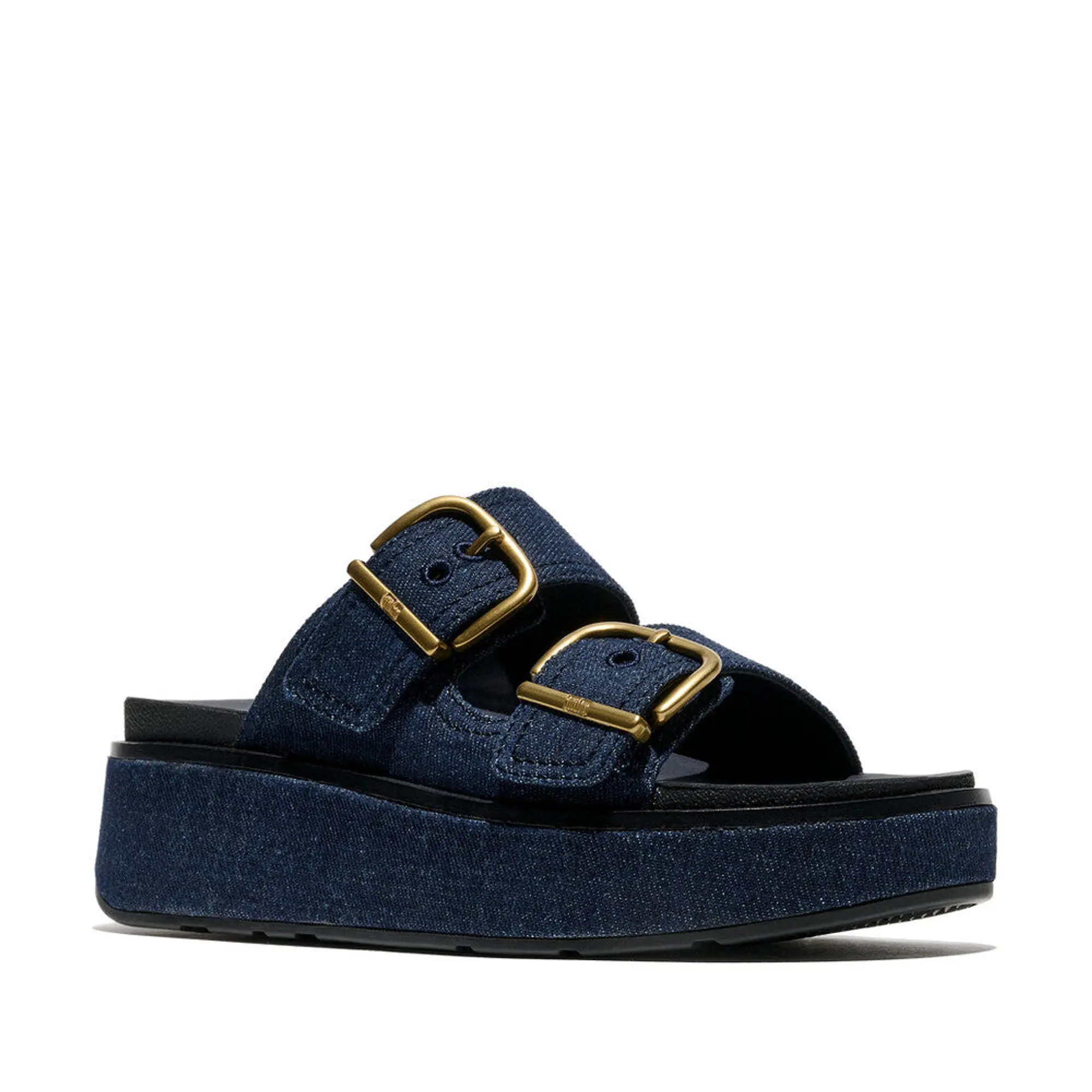Product image 7 of 8 of FitFlop Women's GEN-FF Max Buckle Two-Bar Denim Slides - Dark Denim