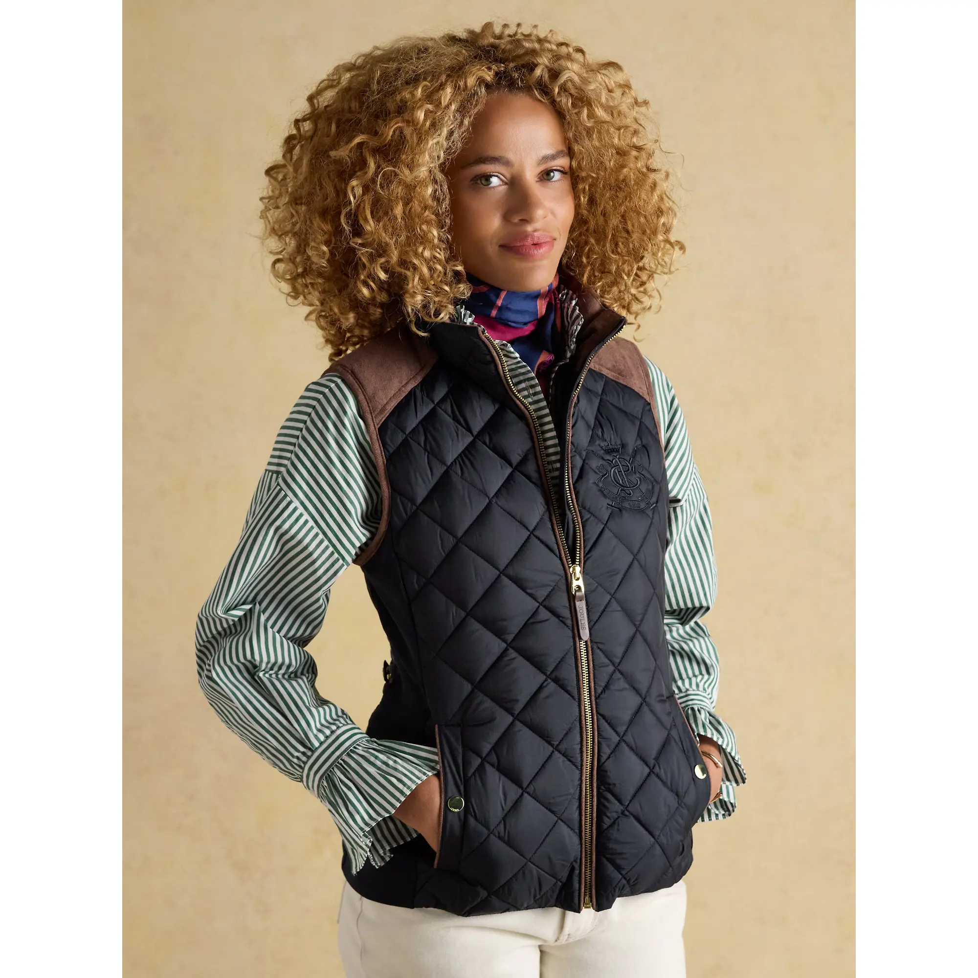 Product image 2 of 12 of Joules Women's Braemar Luxe Showerproof Diamond Quilted Gilet - Navy Blue