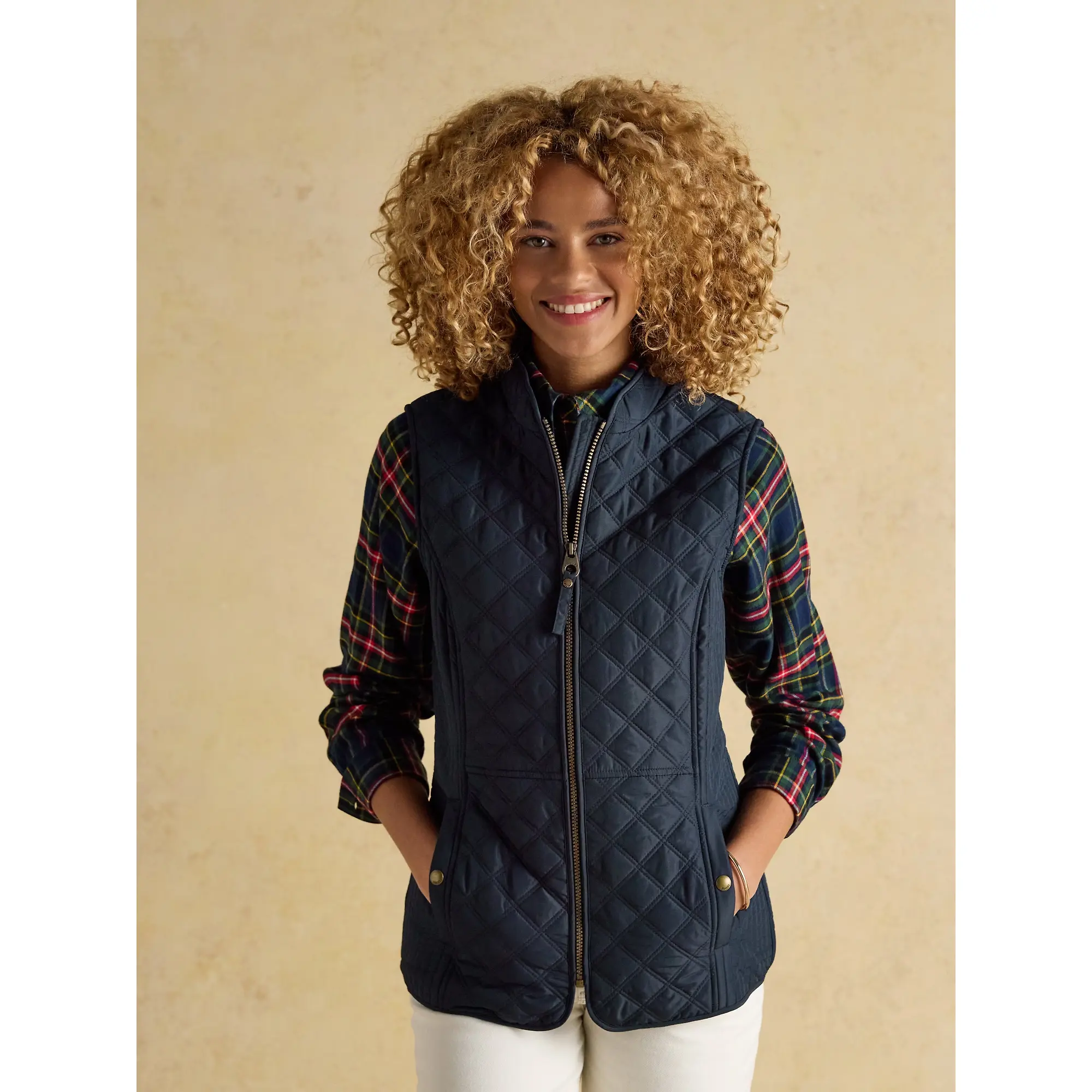 Product image 2 of 19 of Joules Women's Minx Showerproof Diamond Quilted Gilet - Navy Blue