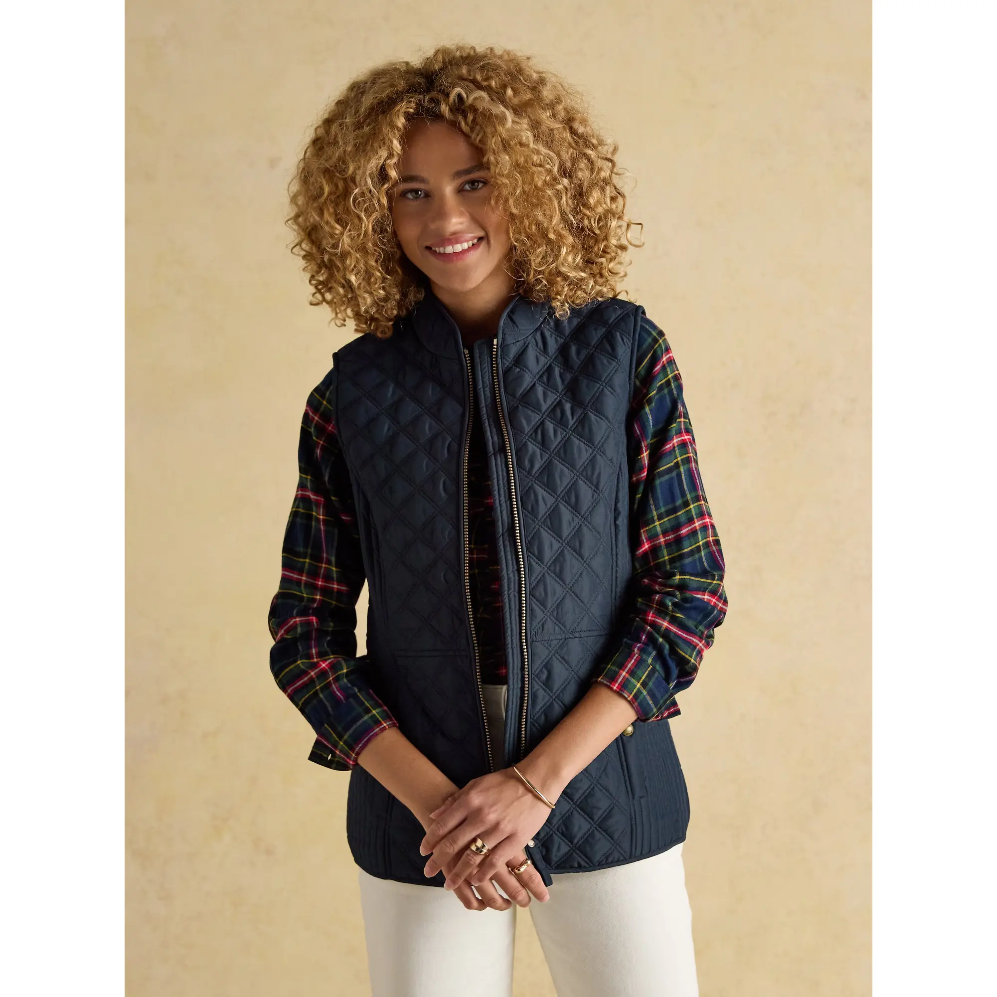 Product image 4 of 19 of Joules Women's Minx Showerproof Diamond Quilted Gilet - Navy Blue