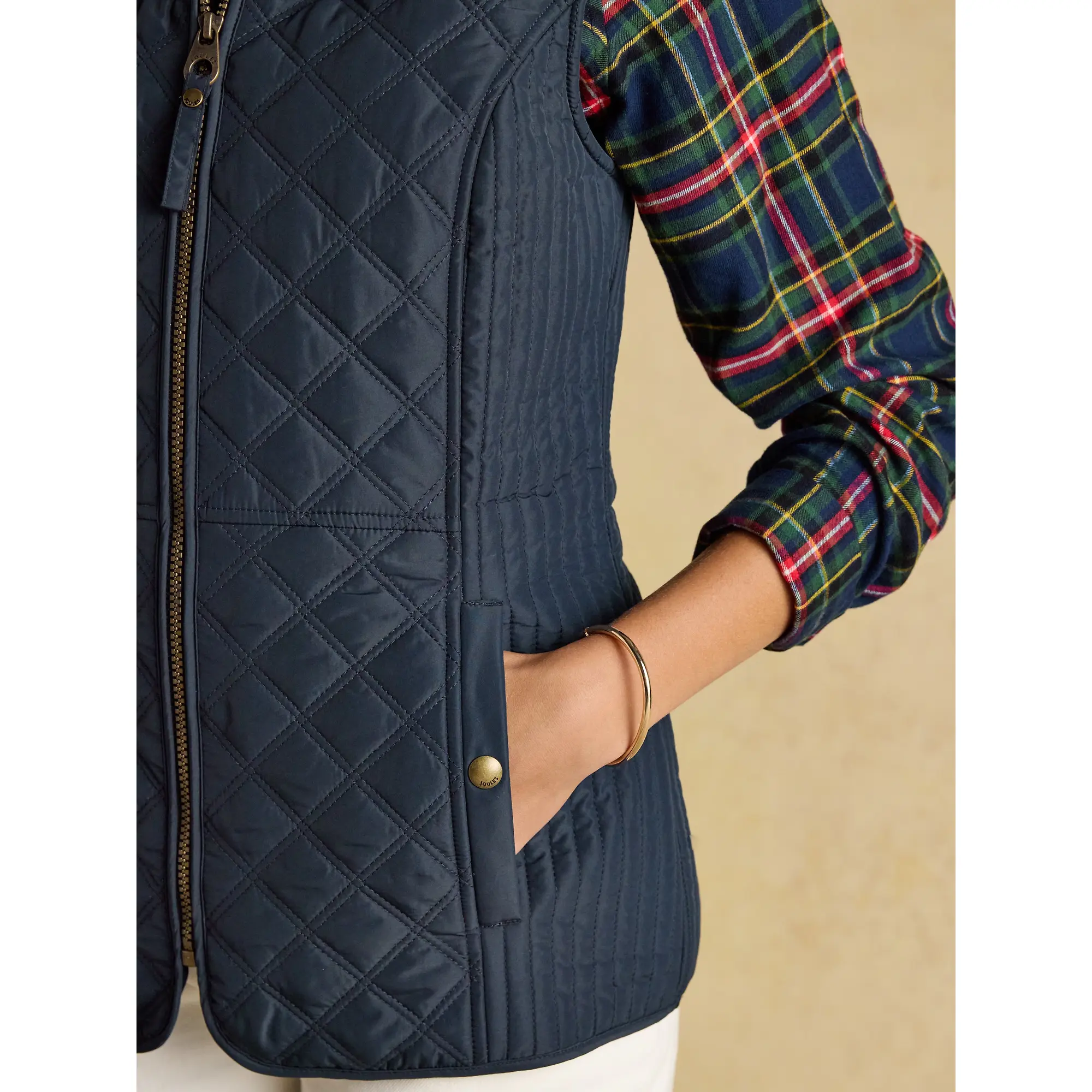 Product image 5 of 19 of Joules Women's Minx Showerproof Diamond Quilted Gilet - Navy Blue
