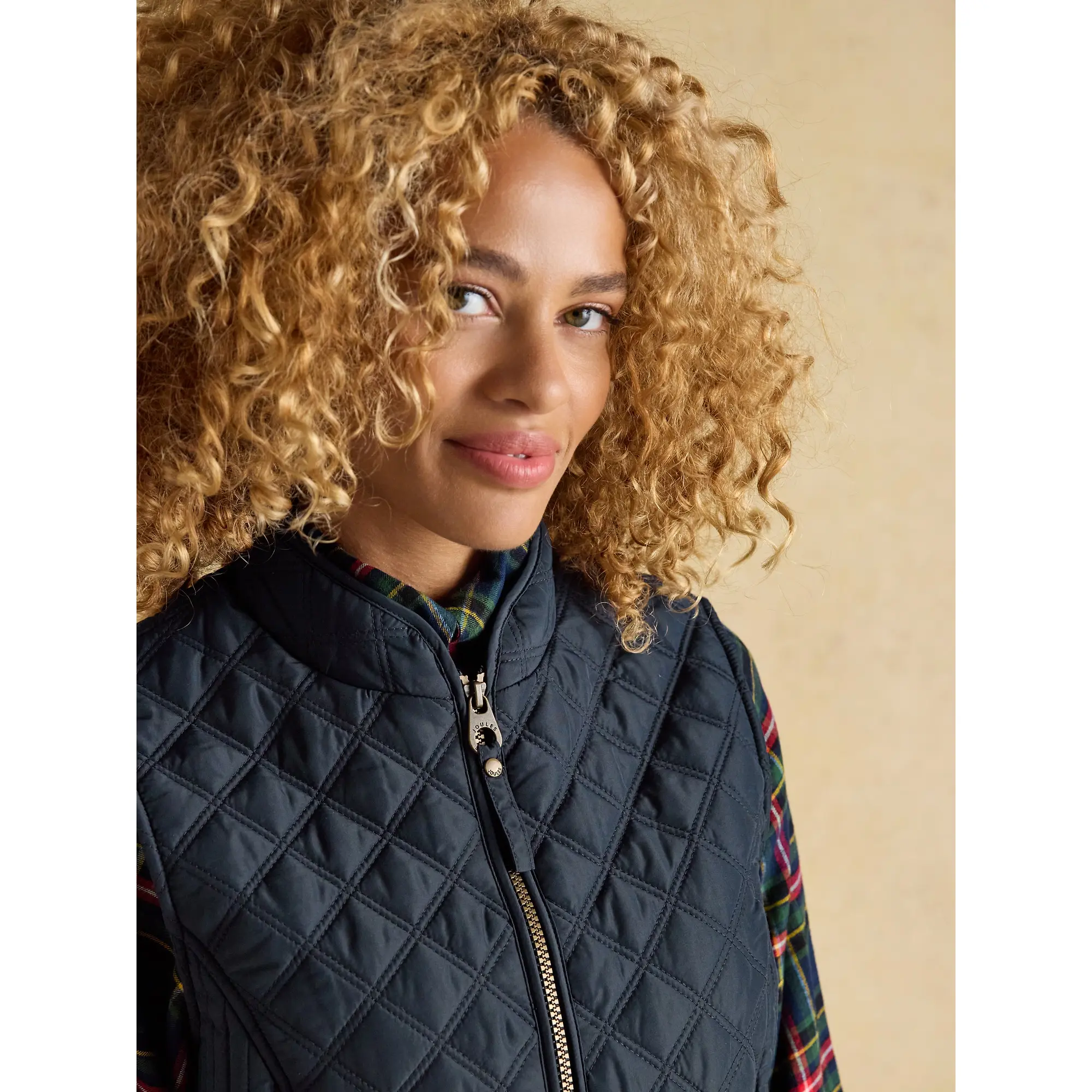 Product image 7 of 19 of Joules Women's Minx Showerproof Diamond Quilted Gilet - Navy Blue