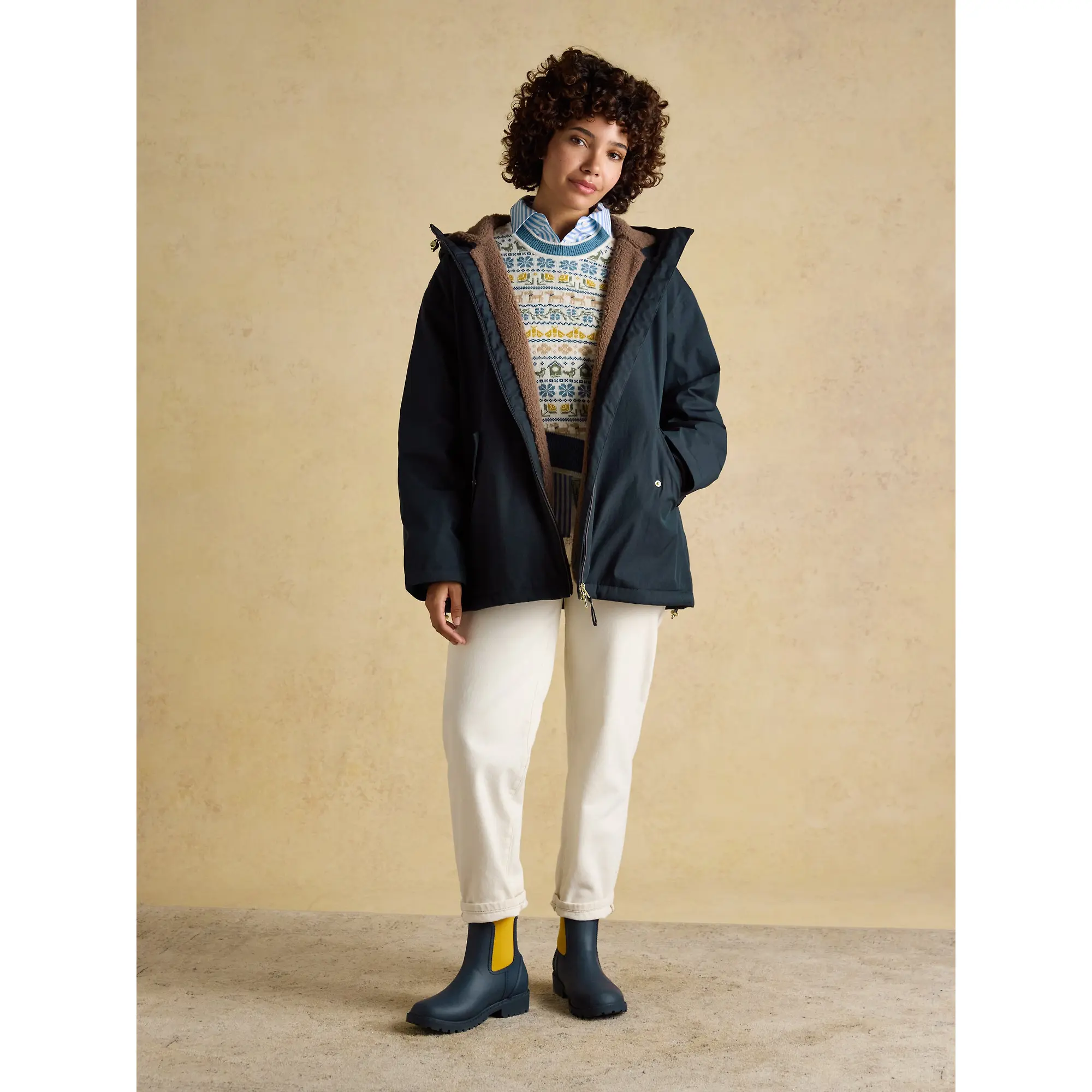 Product image 4 of 13 of Joules Women's Coverwell Waterproof Fleece Lined Coat - Navy