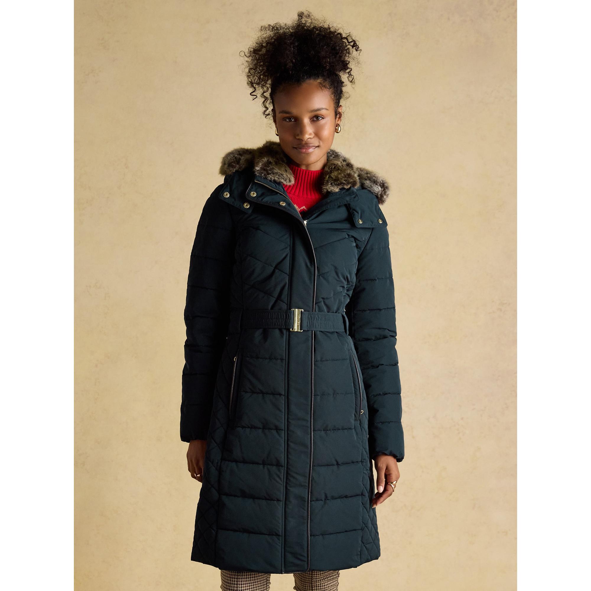 Joules Women's Aspen Long Showerproof Padded Coat - Navy | British