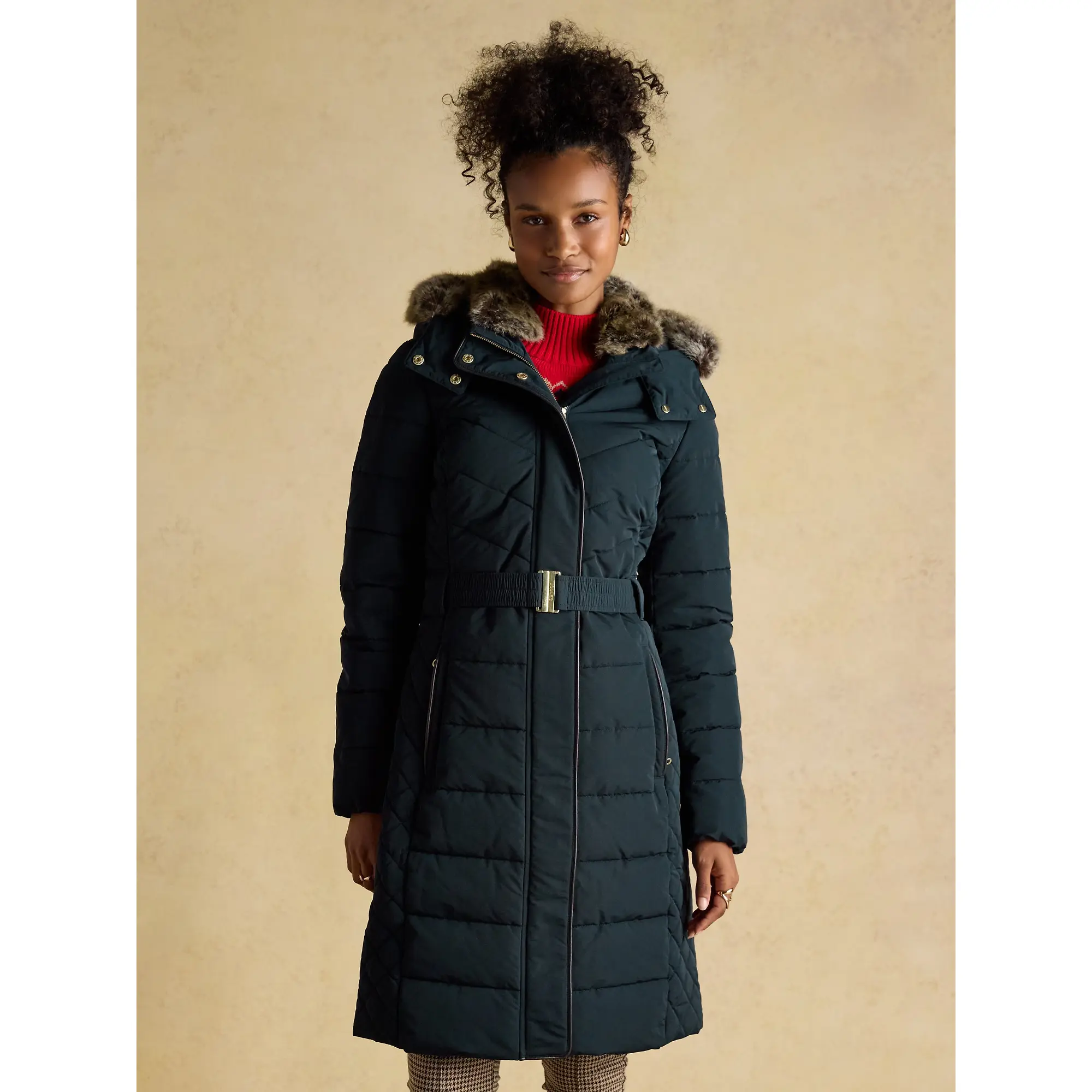 Product image 2 of 14 of Joules Women's Aspen Long Showerproof Padded Coat - Navy